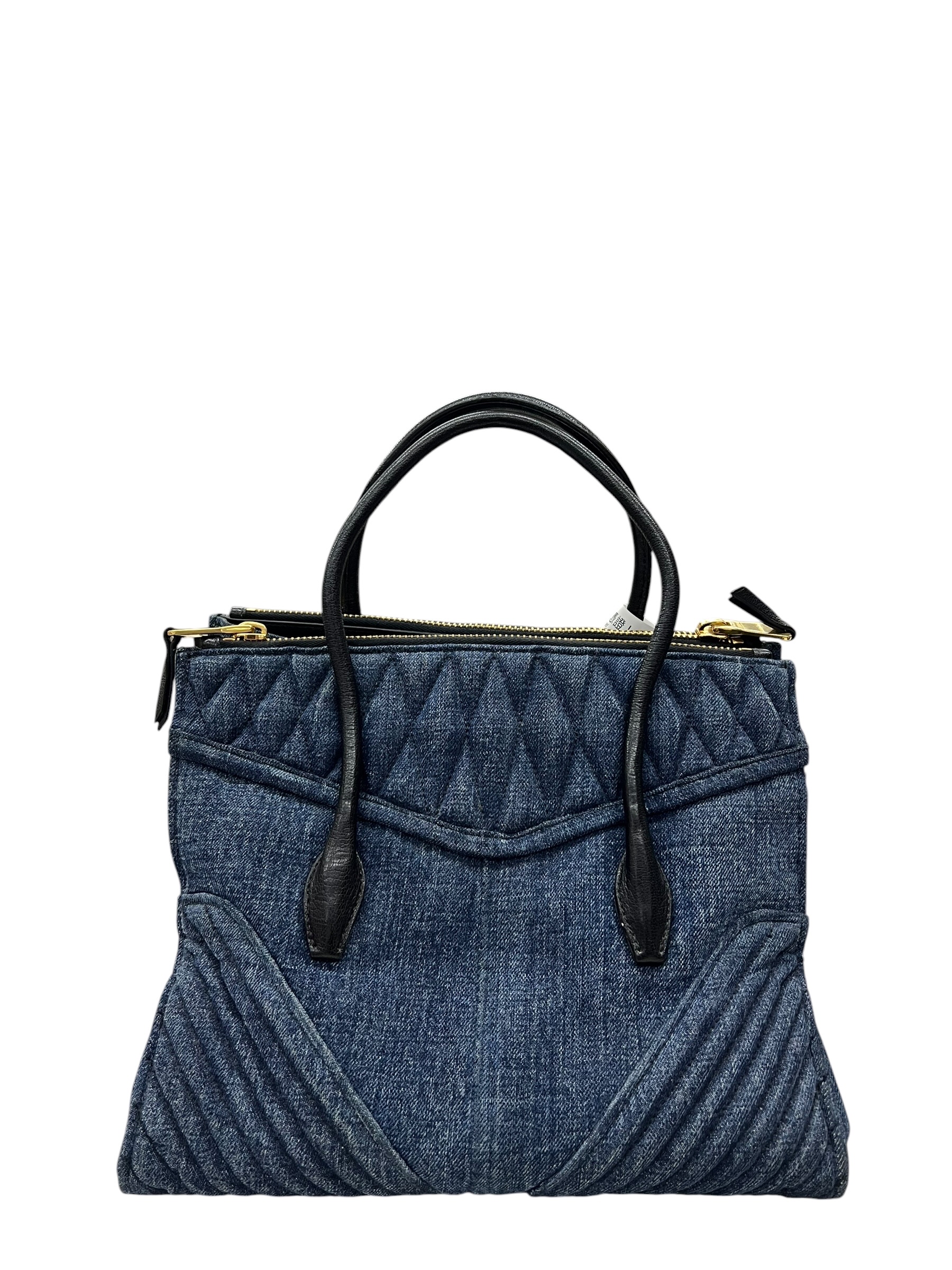 Pre-Owned MIU MIU Matelasse Denim Biker Tote / Product Code: 070726