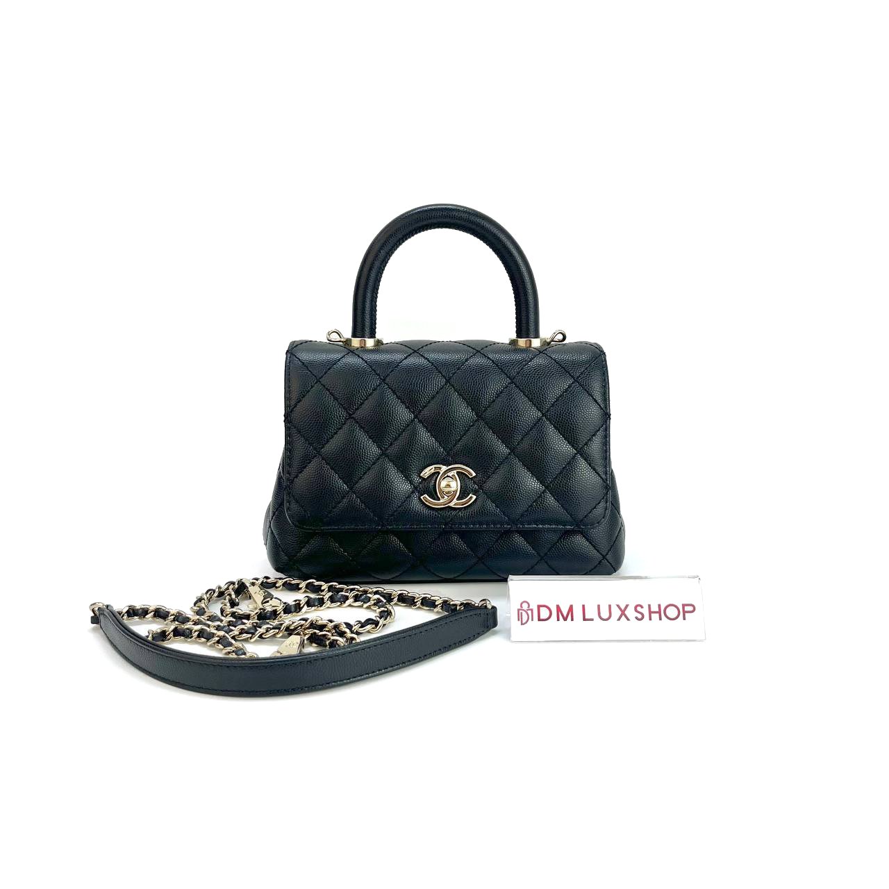 Chanel 24K Black Coco Handle Mini GHW (Microchip)