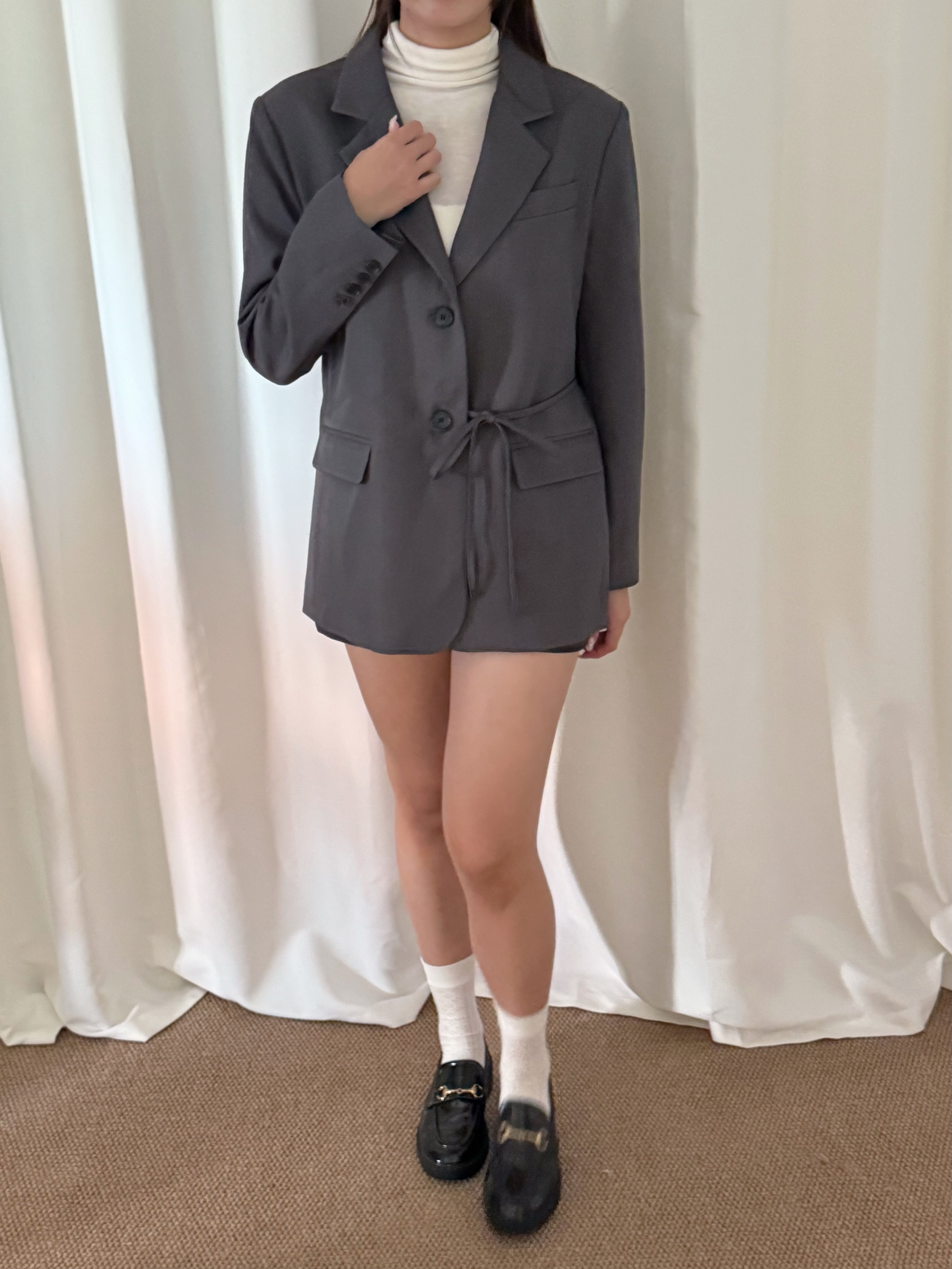 [特別西裝外套!]率性綁帶西裝外套(兩色入)