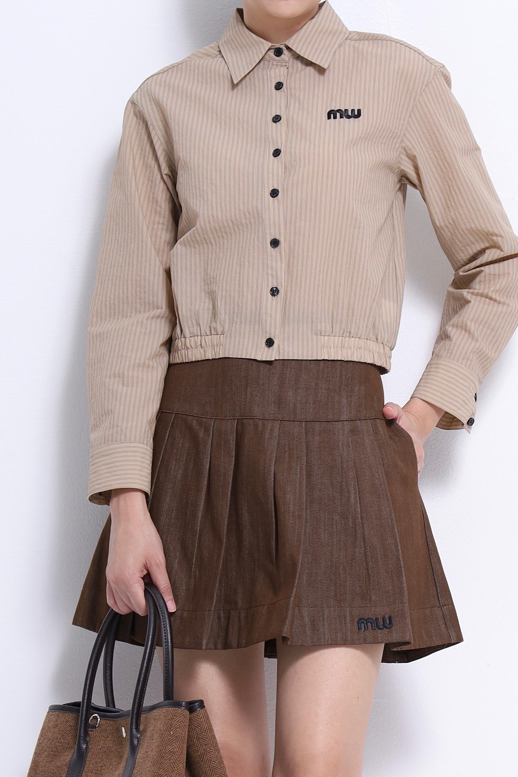 CS1416 EMBD PLEATED SHORT SKIRT 