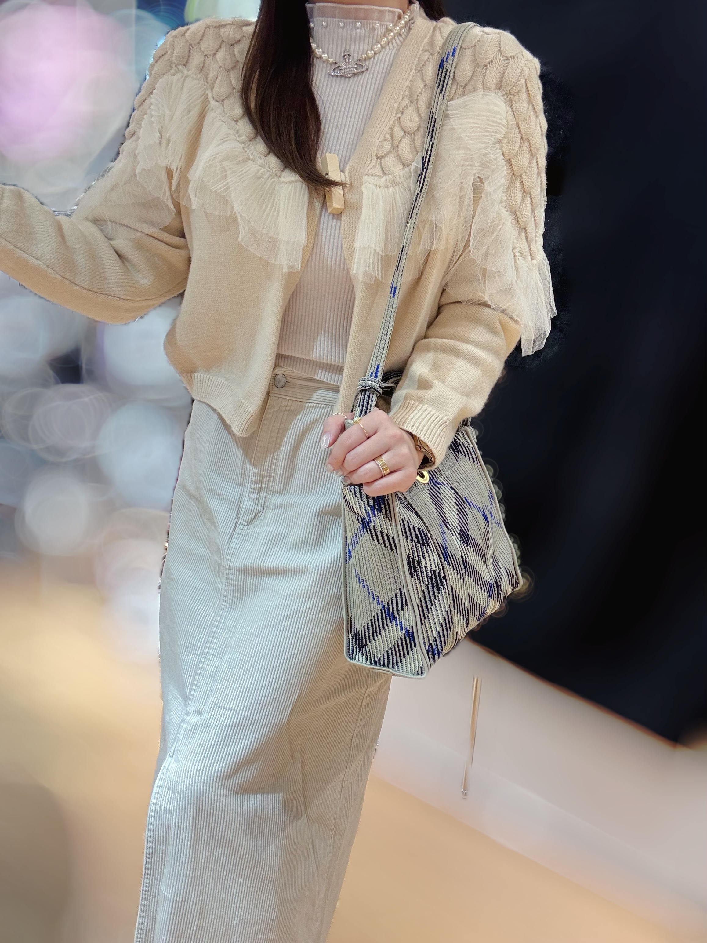 Burberry mini check tote lichen