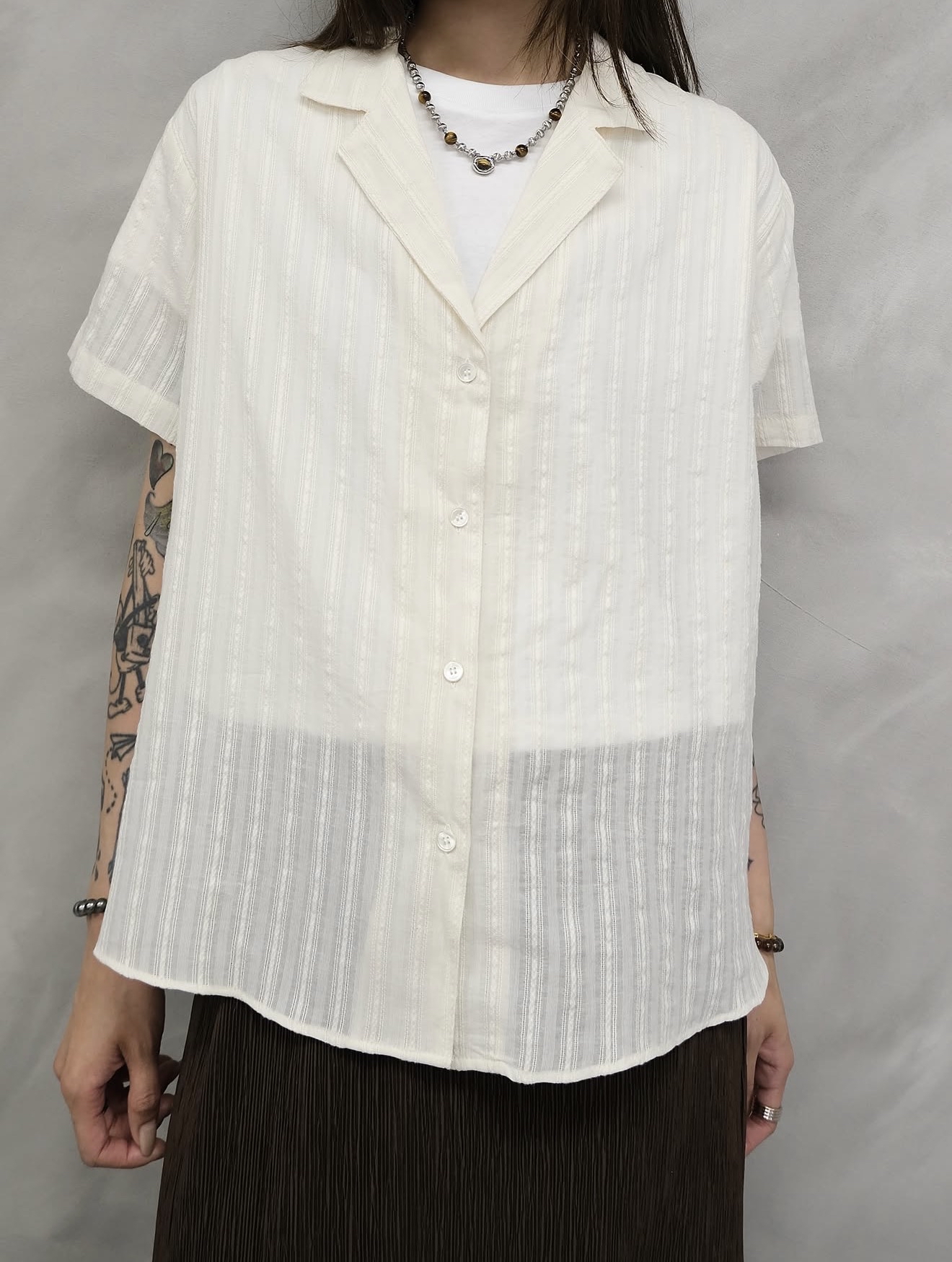 Striped v-neck shirt #sh35