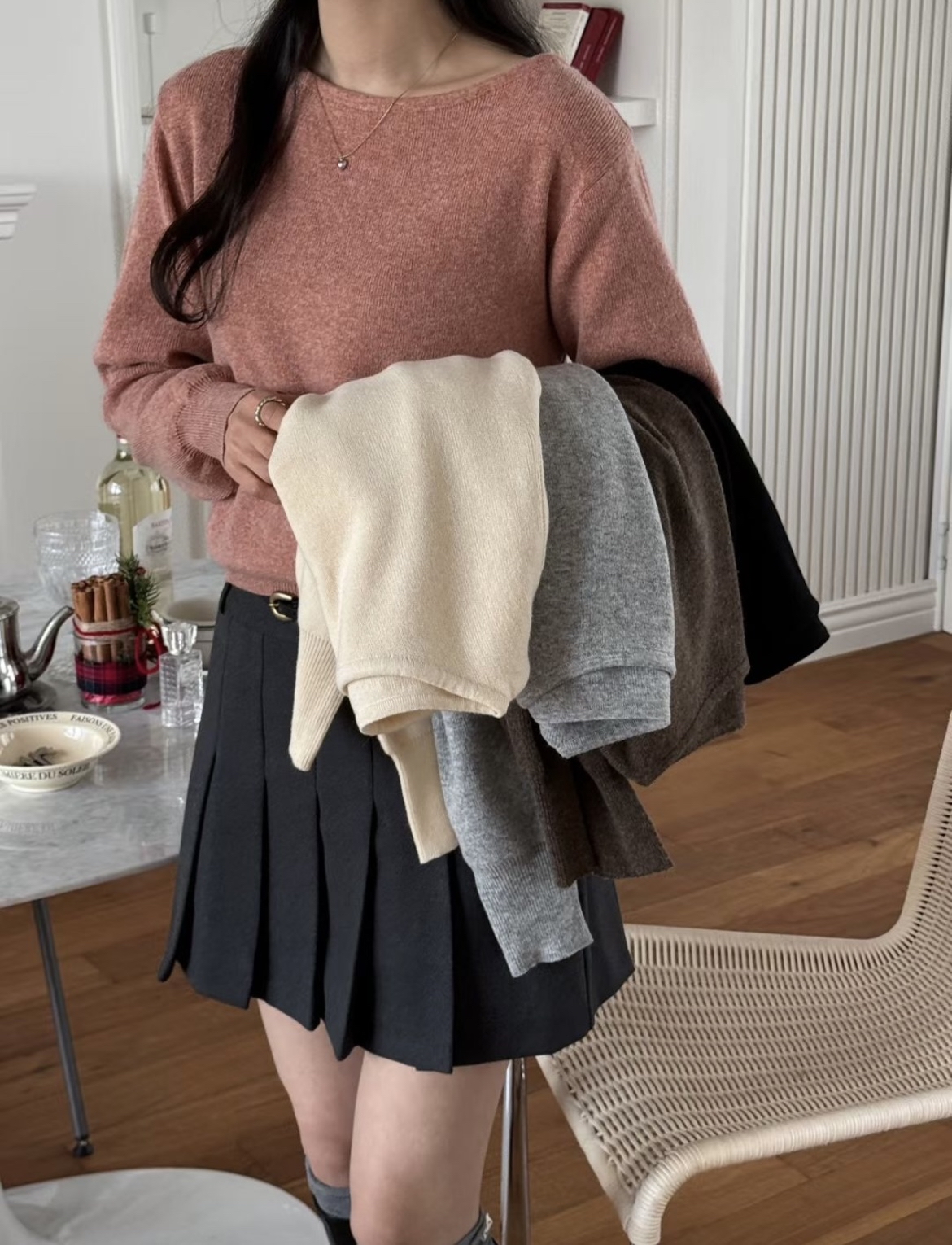 ♡ 簡約圓領上衣。