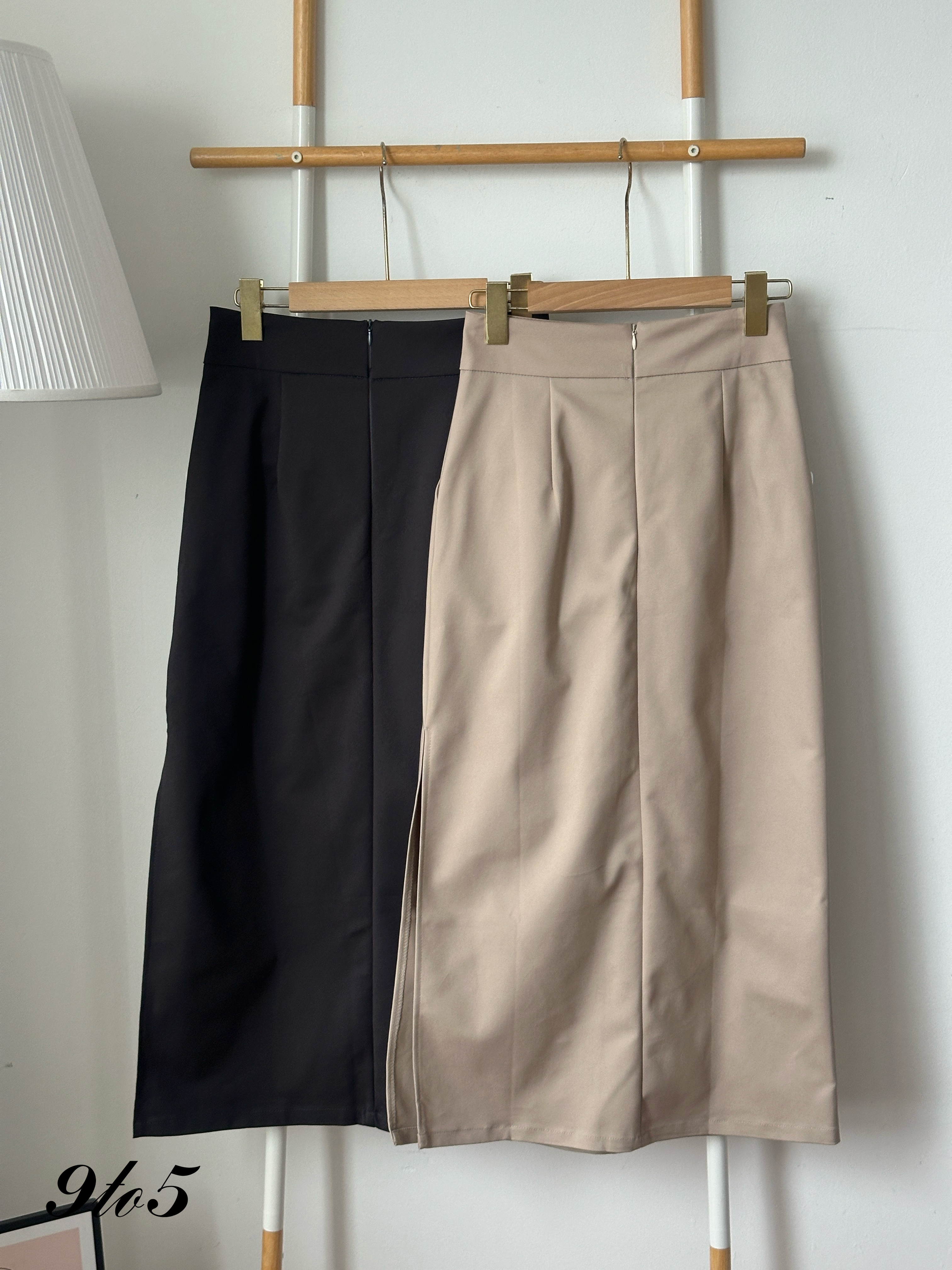 S1946 Long Pencil Skirt - Grey & Khaki