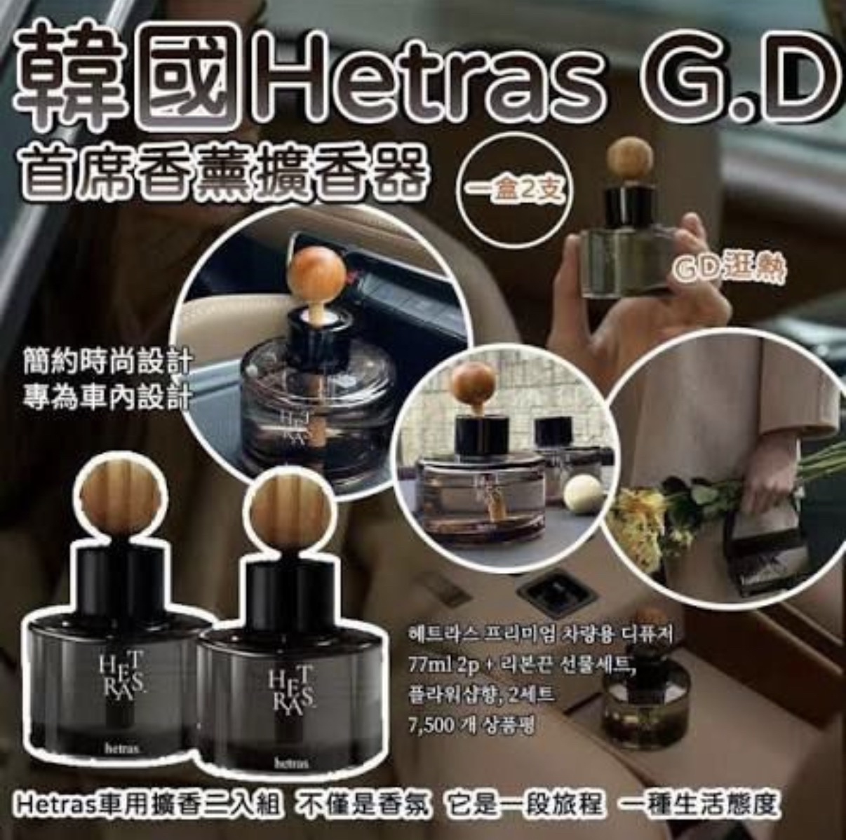 hetras高級車用香薰擴香器 77ml x 2枝