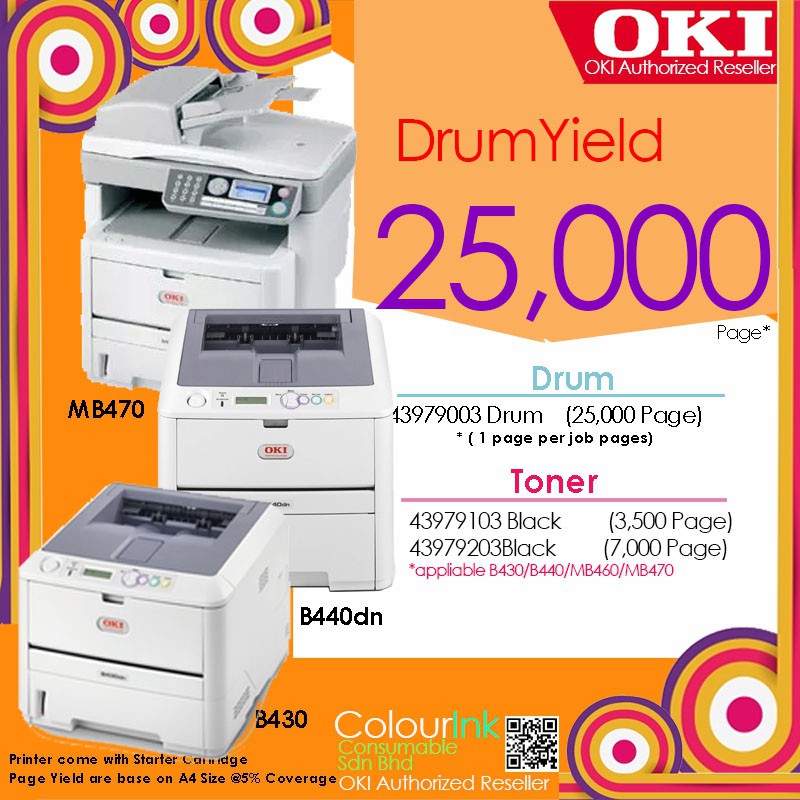 💢CLEAR STOCK 💢OKI Original Genuine Black Drum 25K (43979003) B410 |B430 |B440 |MB460 |MB470