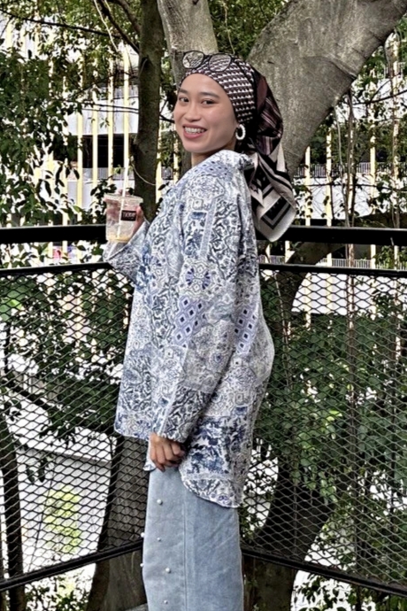 LINEN TOP - Patchwork in Blue White