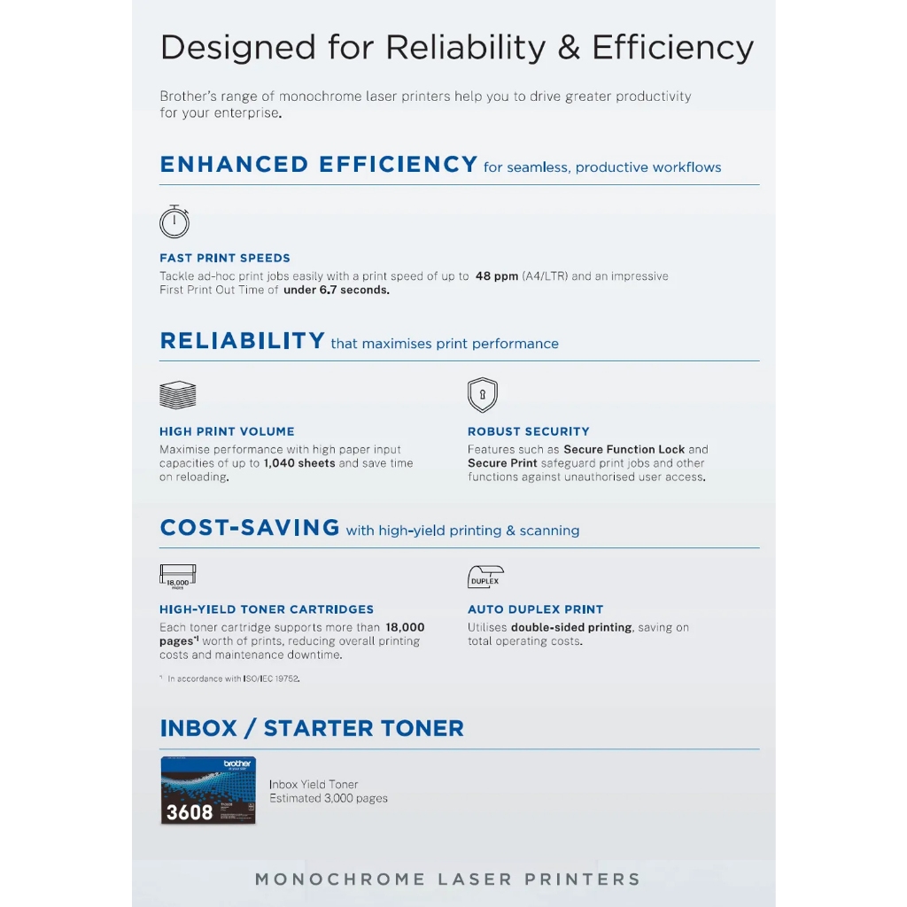 Brother HL-L5210DN Heavy Duty Print Only Up To 50PPM Mono Laser Duplex Networking Mobile Printing Support L2370DN