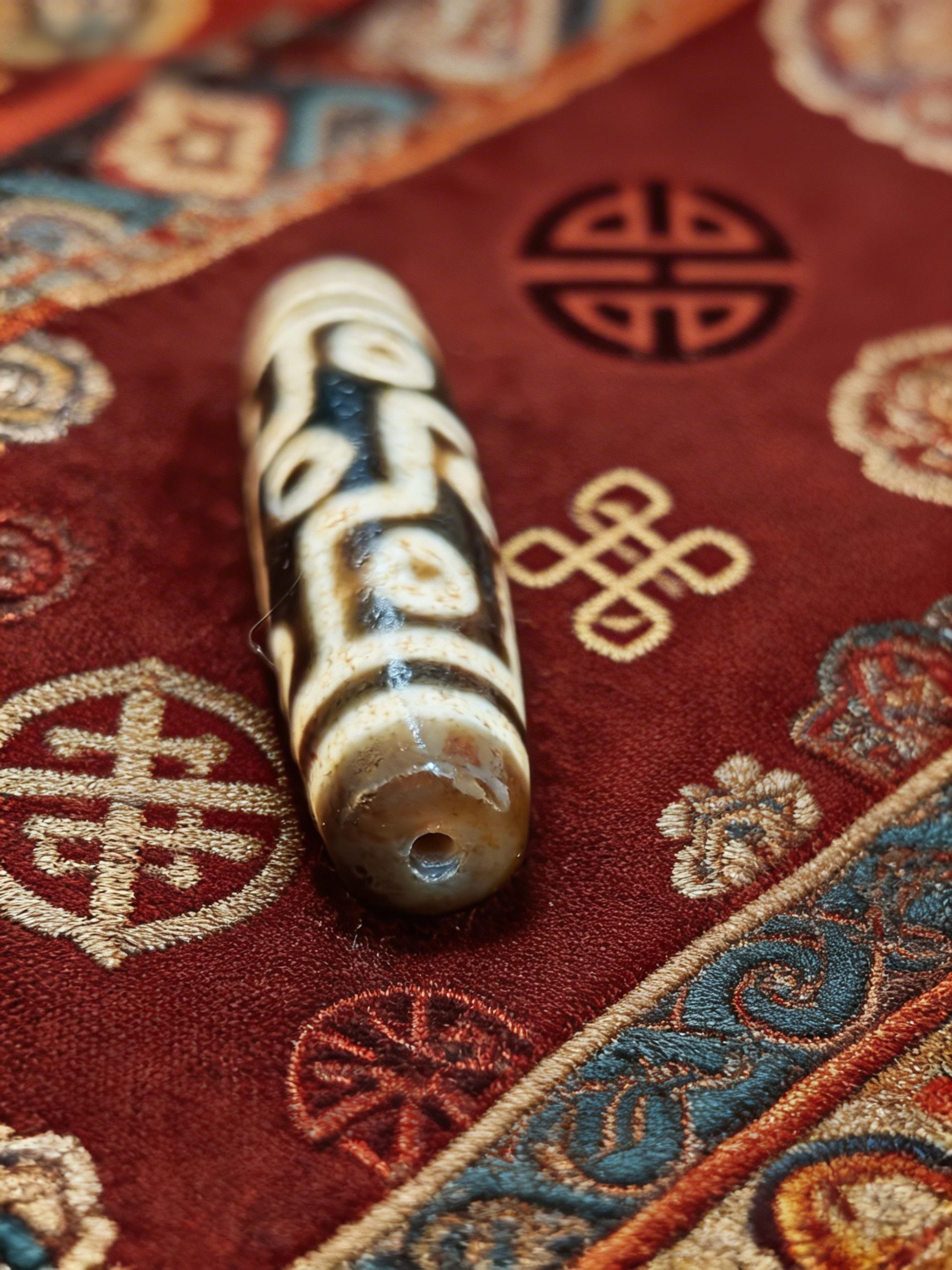 「牙黃九眼天珠」26037