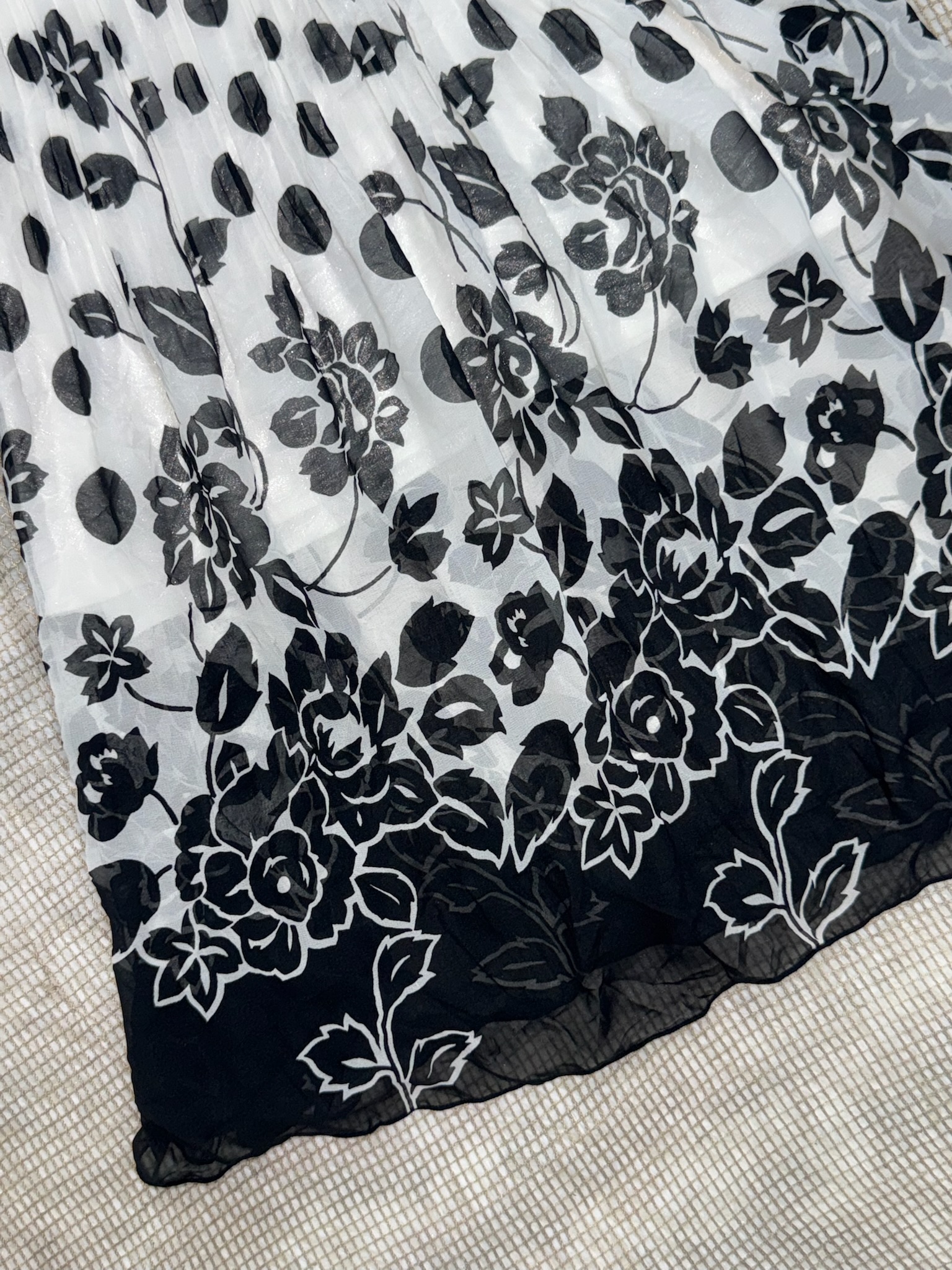 Whimsigoth Border Print Maxi Rose Chiffon Long Skirt