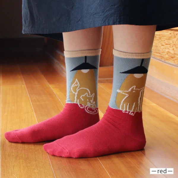 【日本製】伊索寓言「狐狸和鸛」舒適鴛鴦童話故事襪