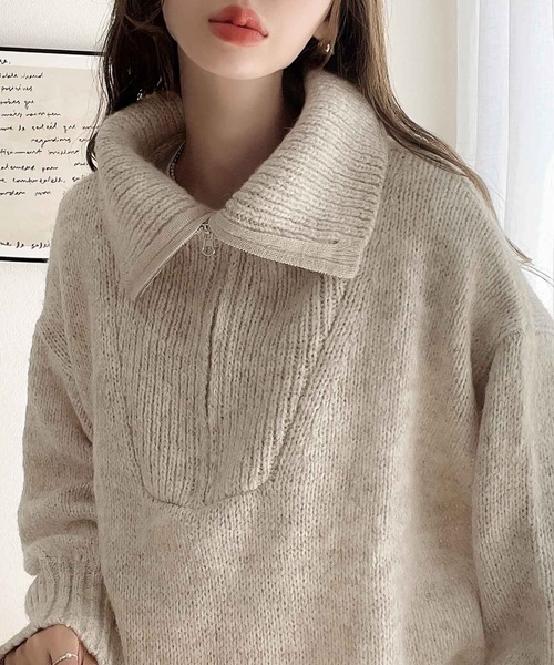 水手領半拉鏈針織上衣【JT024】