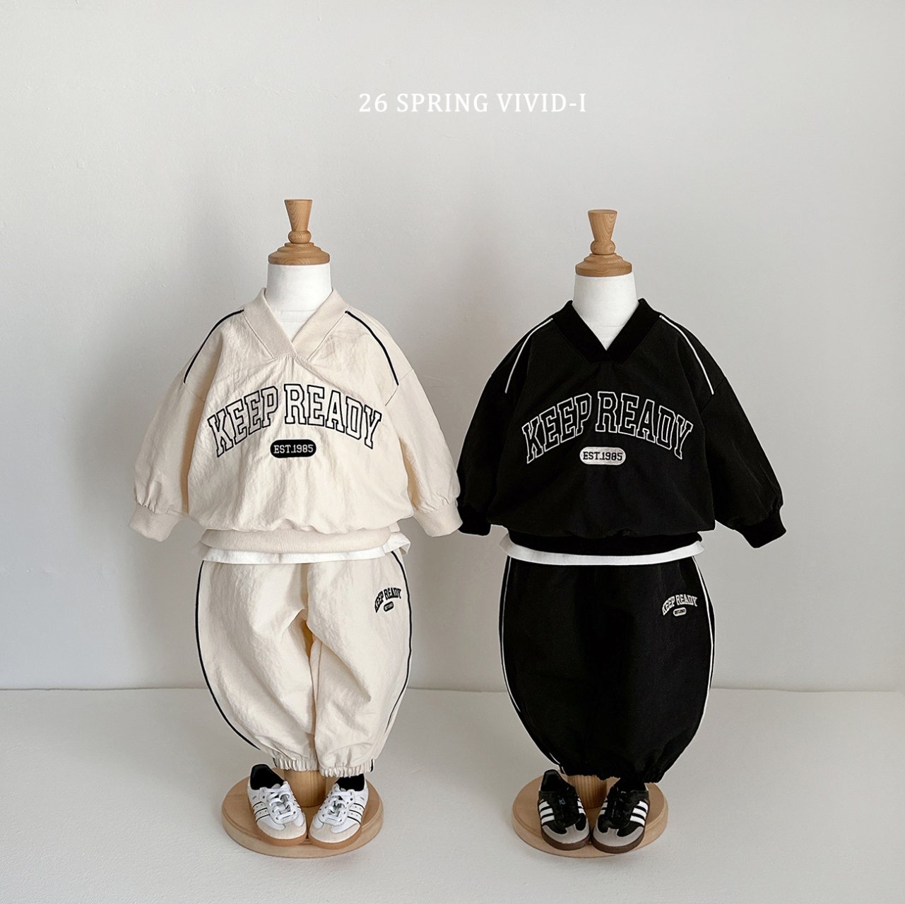 🌸預訂 韓國直送🌸🇰🇷VIVIDI四色棒球風字母刺繡寬鬆輕薄束腳褲