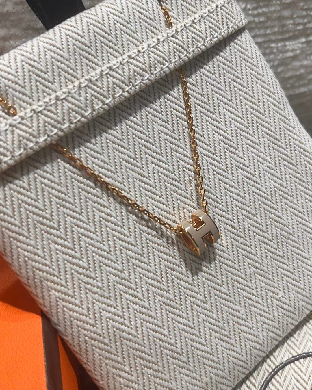 全新 Hermes mini pop h necklace 奶茶色 100%Authentic ,100%new全新 ✅塵袋✅box 