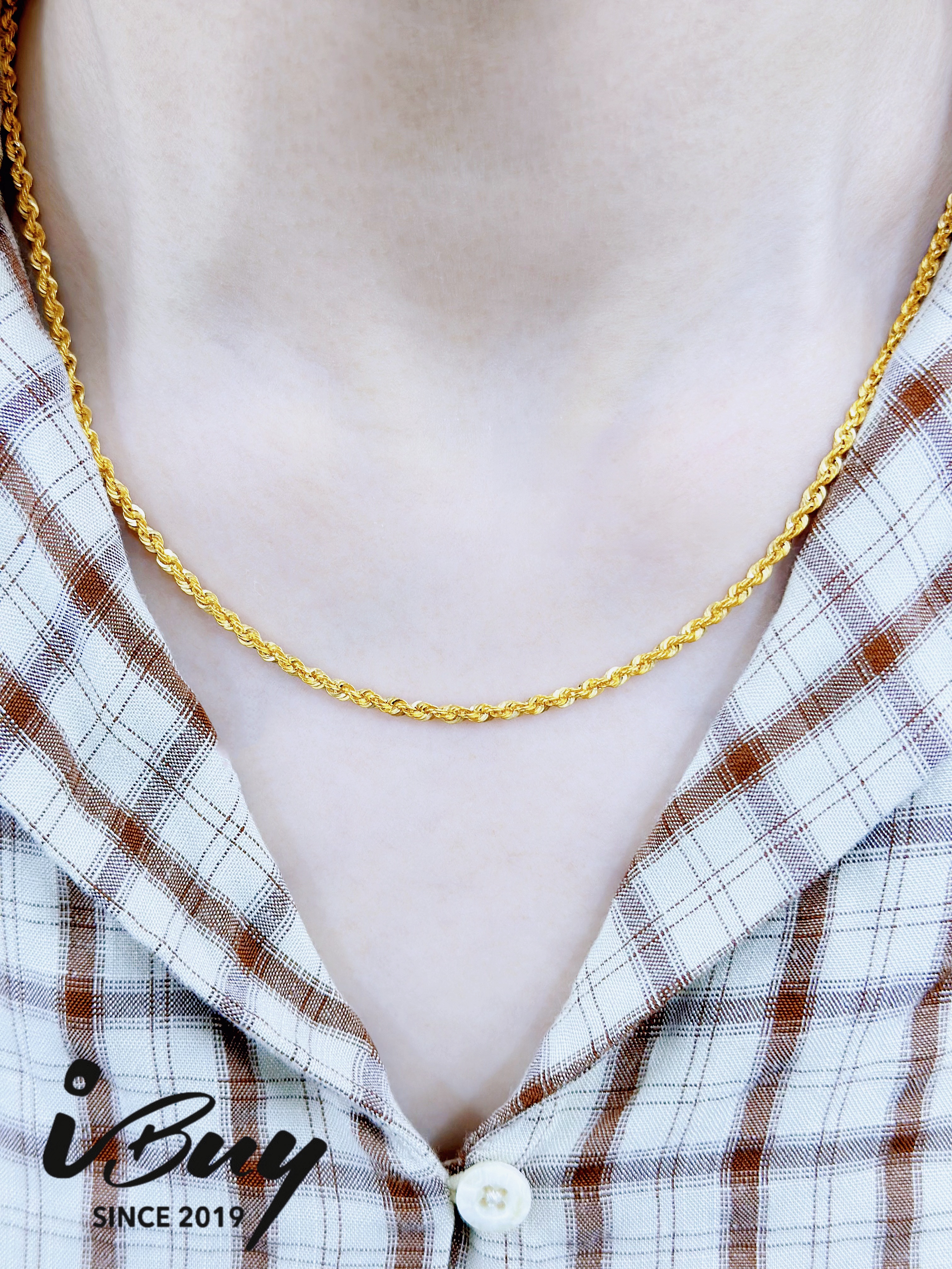 916 GOLD HOLLOW ROPE NECKLACE (030) 916 金 空心麻绳项链 (030)