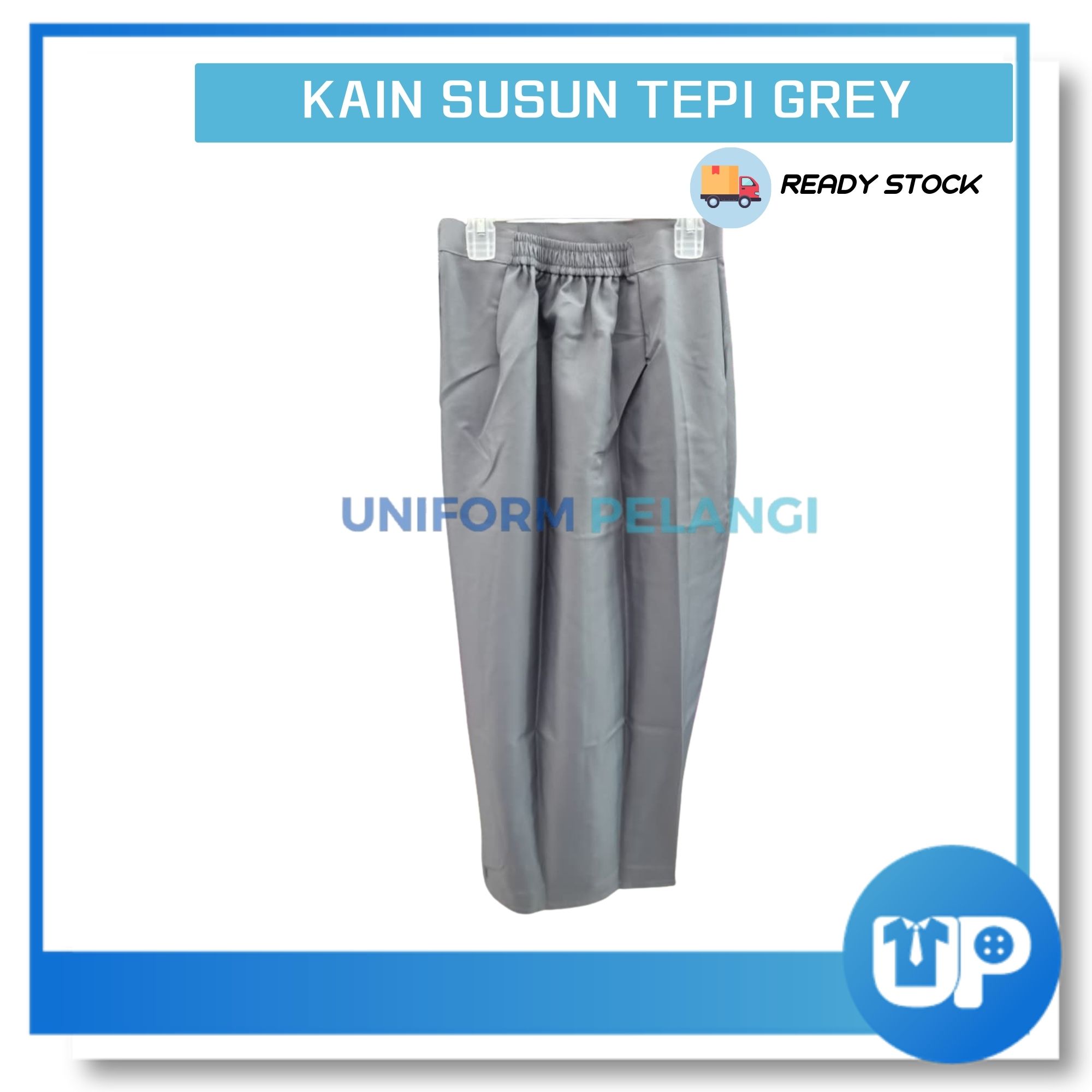 Falcon Kain Susun Tepi Sekolah Kelabu / Grey Half Getah Viscose Cotton Original Uniform Sekolah
