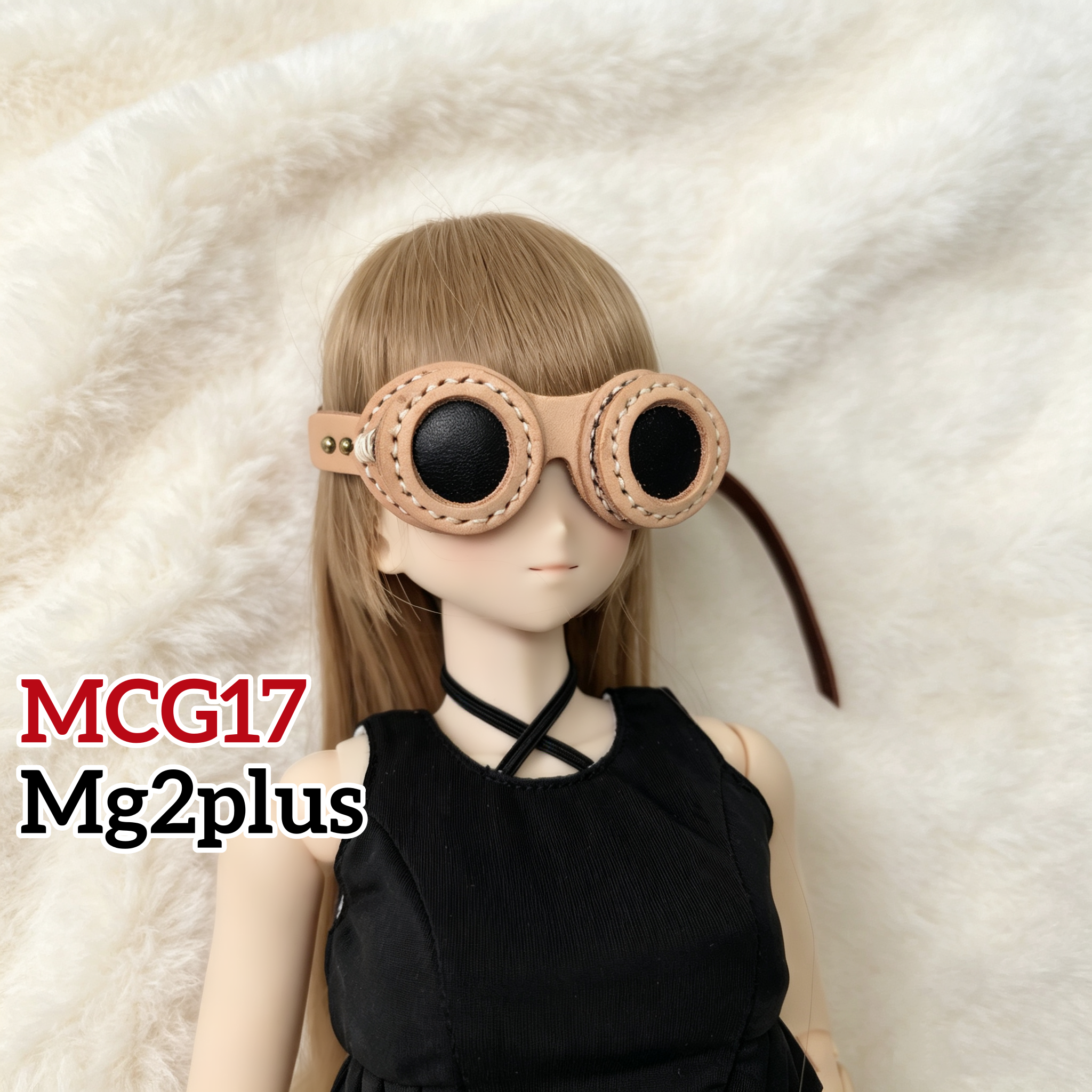 【MG2Plus】(18.5cm - 22cm Doll Head) 真皮手作蒸汽朋克風格眼罩 Handmade leather steampunk eye mask 