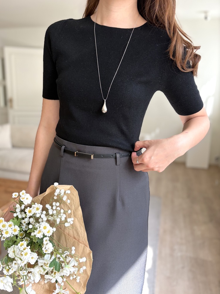 The Classy Belted Skirt (Charcoal)