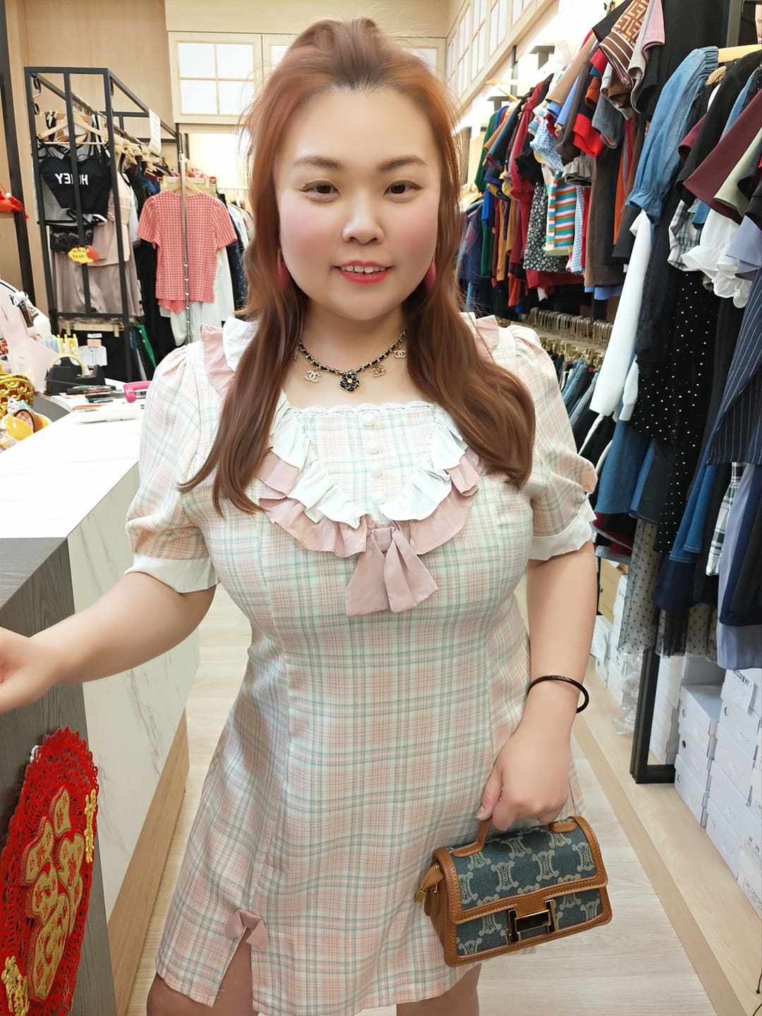 NBC15 TW#3539 法式甜美款格子连衣裙（颜色随机⚠️）（胸围 110CM以内）