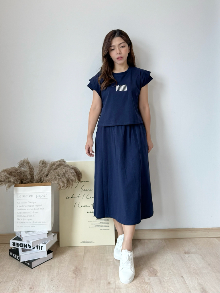 Mabel Embroidered Skirt Set 韩系休闲A字半长裙套装