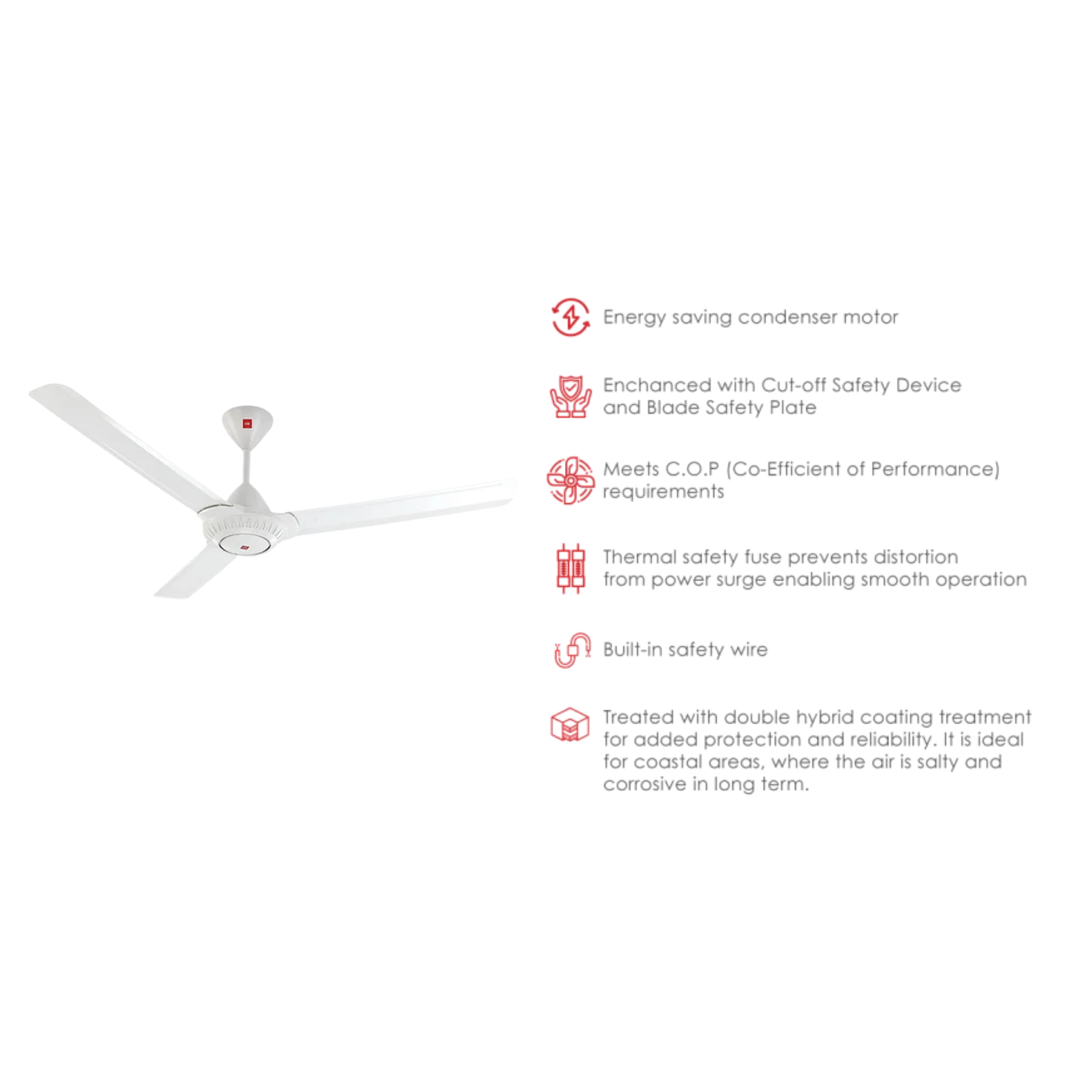 KDK 60" 3-Blade Regulator Ceiling Fan K15W0-S (White Double Coating)