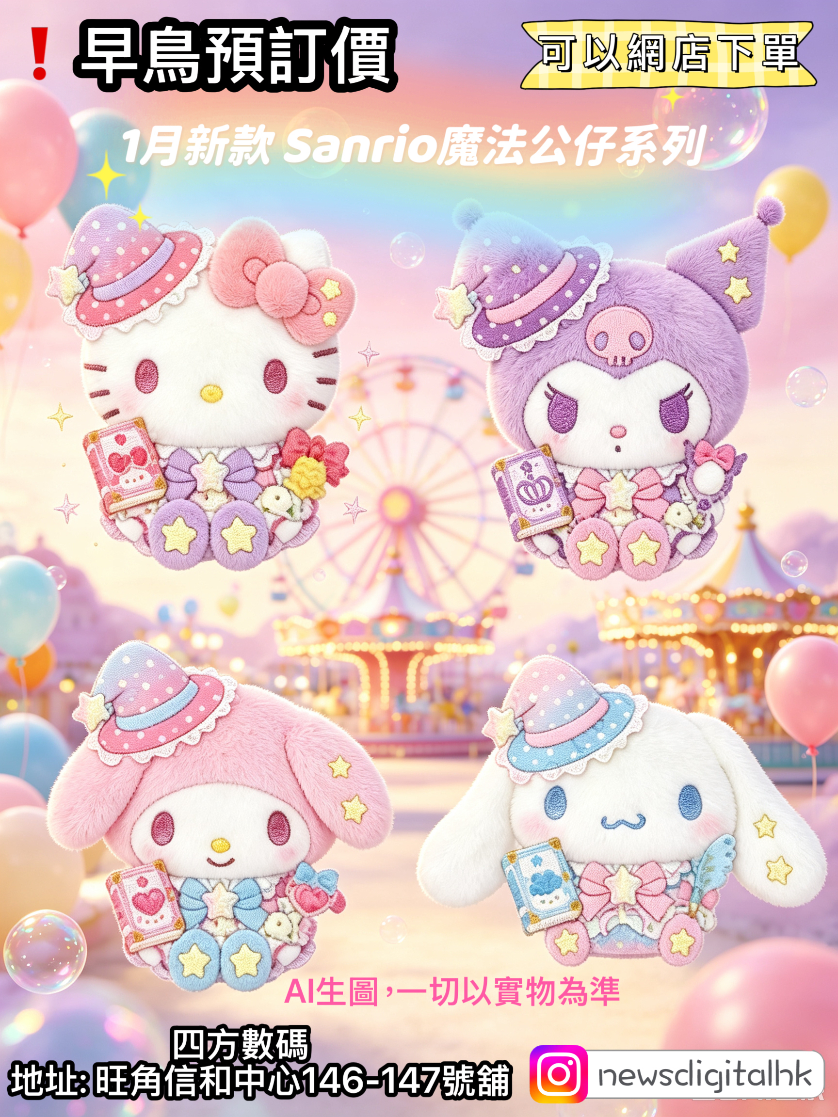 ［1月底到貨]❗️早鳥預訂價1月新款Sanrio魔法公系列