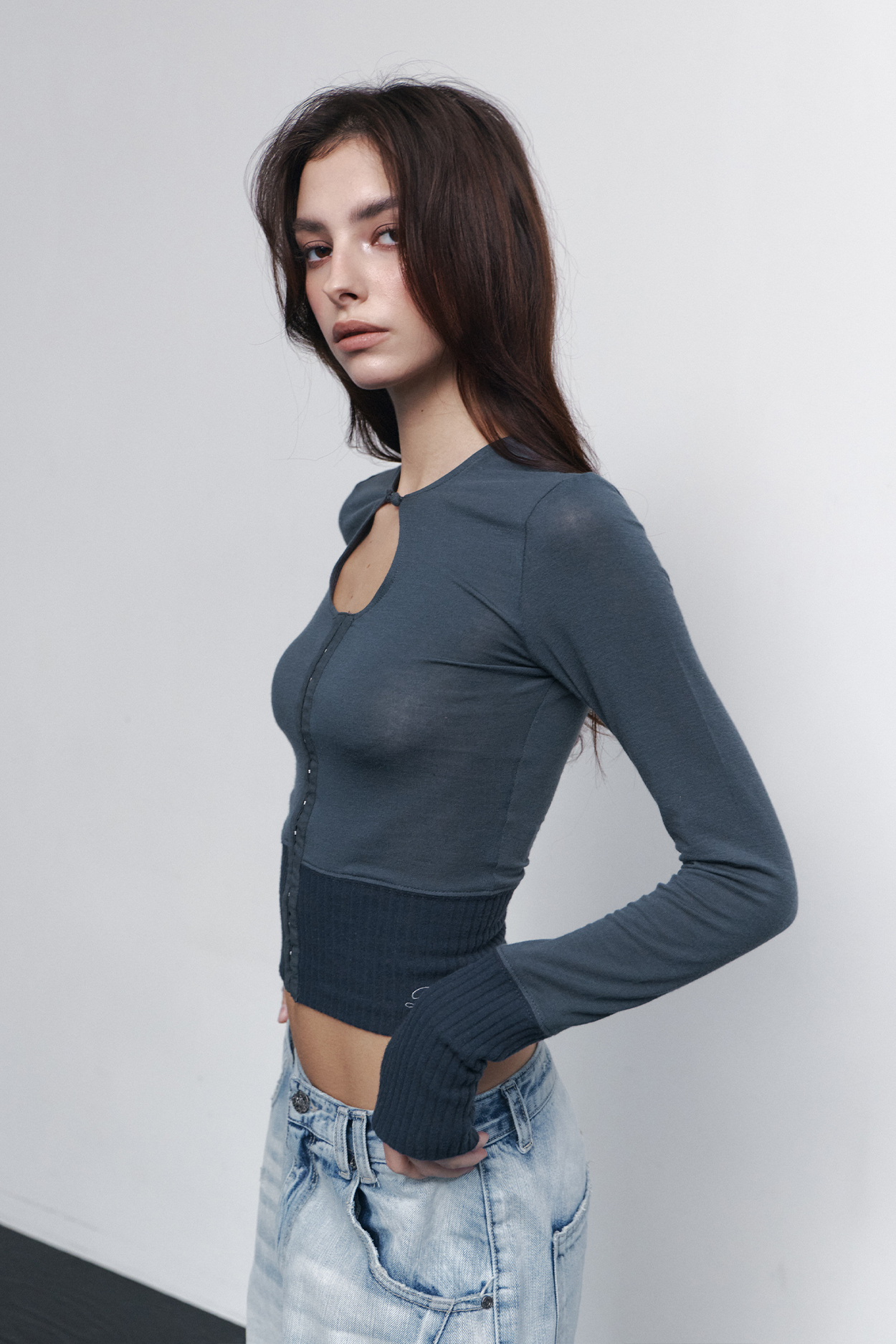 pleaseNOFOLLOW - Ollie Hooked Cardigan (Pale Charcoal)