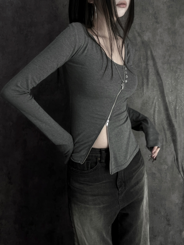 Asymmetric Zip Fitted Top