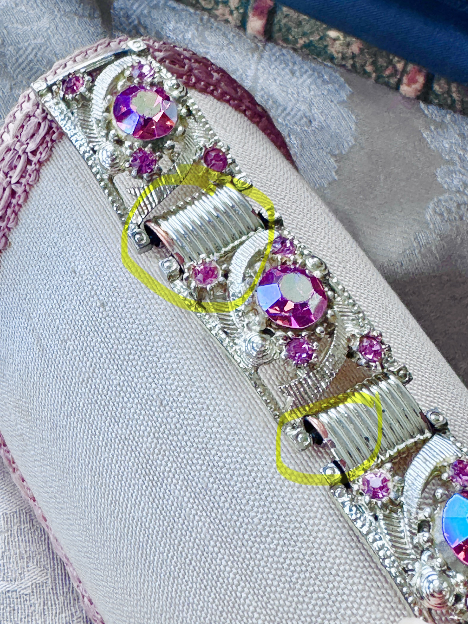 C.a. 1950s Elegant Pink Rhinestone Bracelet - 6.5" (MT2589-26)