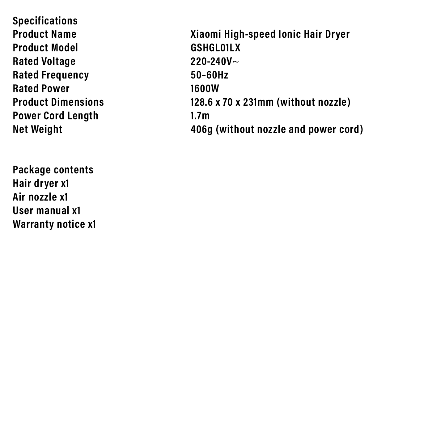 Xiaomi High-Speed Ionic Hair Dryer Fast Dry (BHR9108GB)