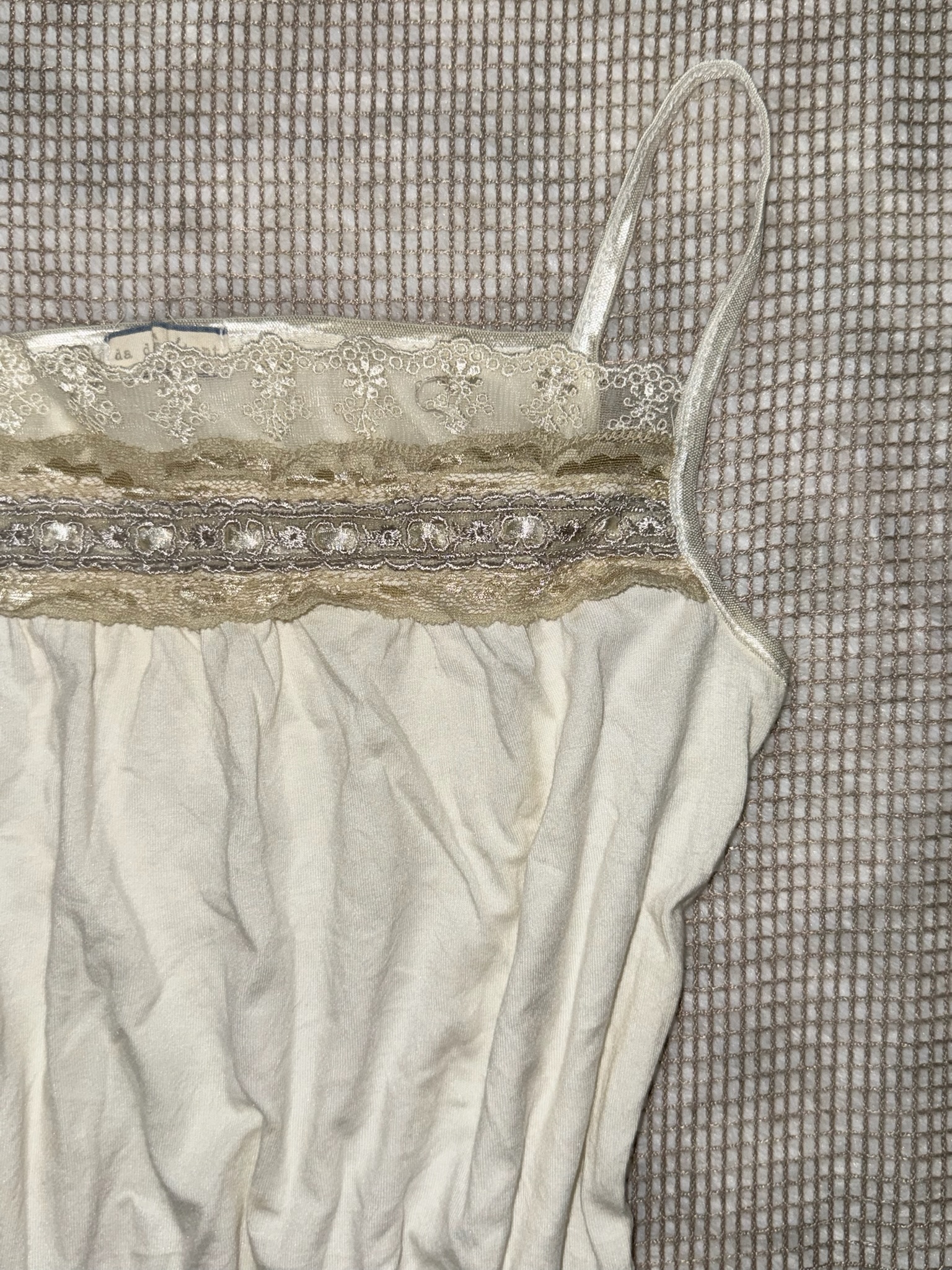 Vintage Cream Cami with Shimmering Lace Band