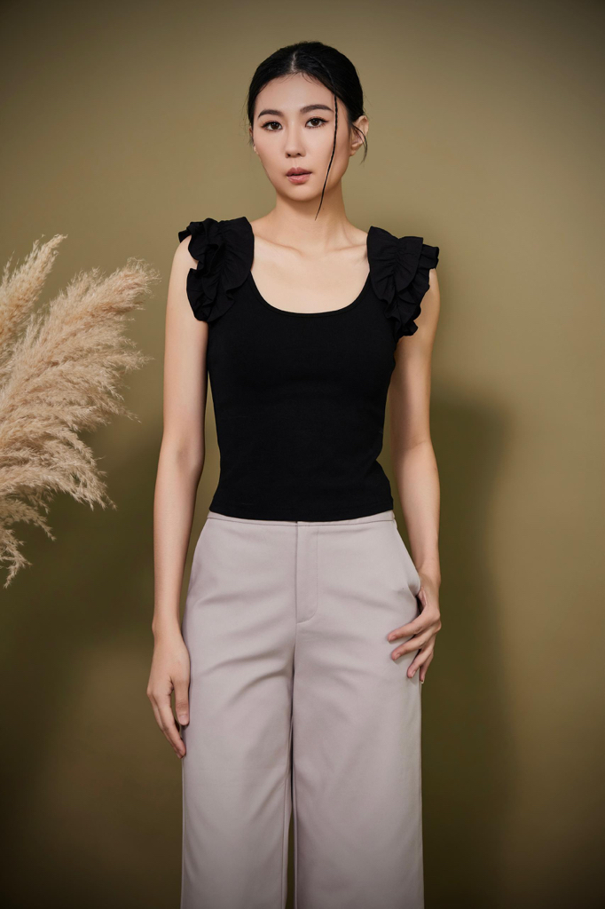 CP1649 Minimal Cropped Wide-Leg Pants