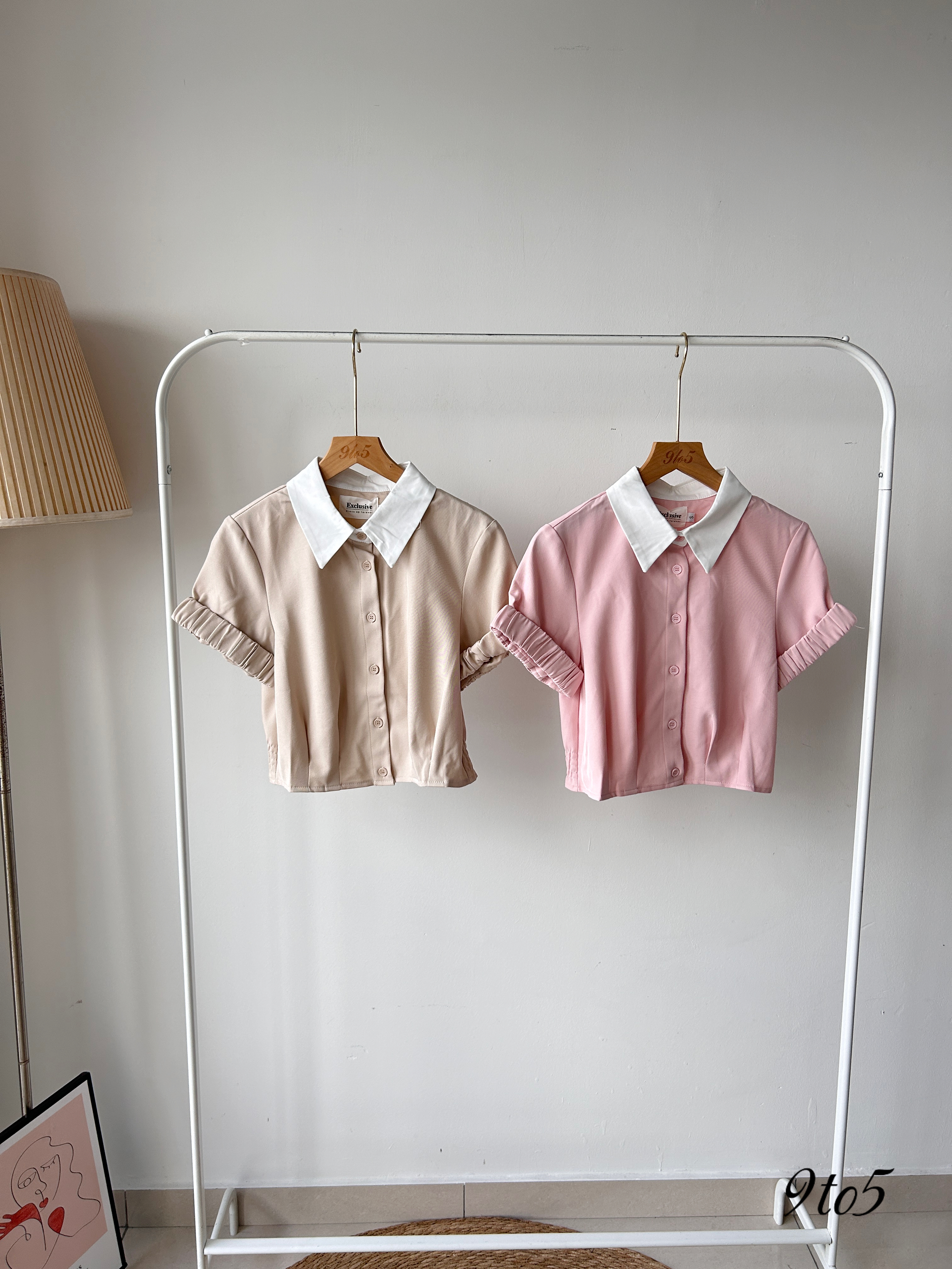 T4005 Collar Short Sleeve Top - 4 Colors