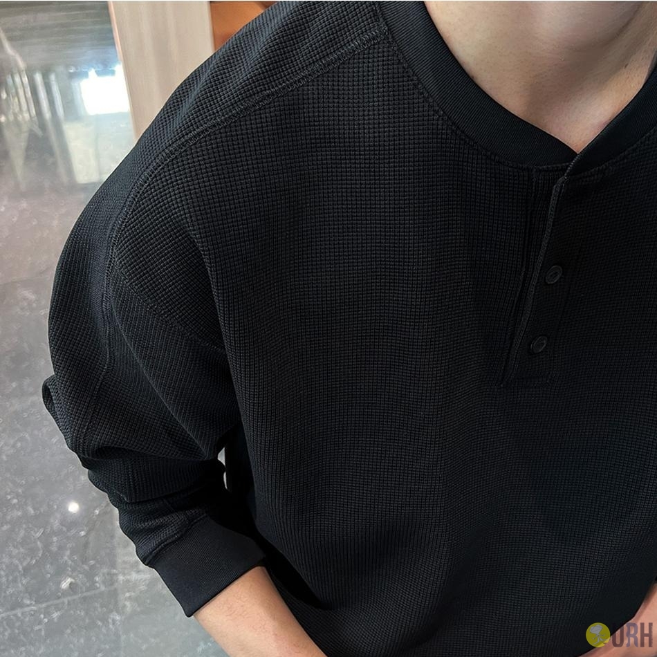 【100%保證韓國直送】Combed Yarn 華夫格機能亨利領長袖Tee 👕 [5 color] RG165860