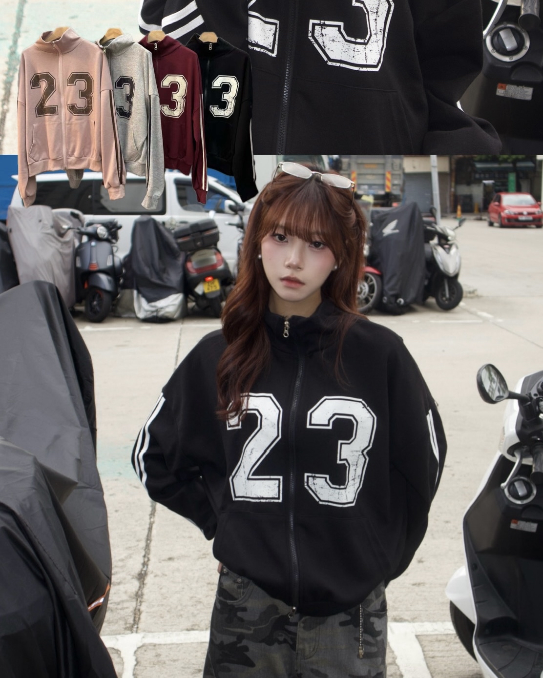 韓國23字母sporty雙拉鏈jacket