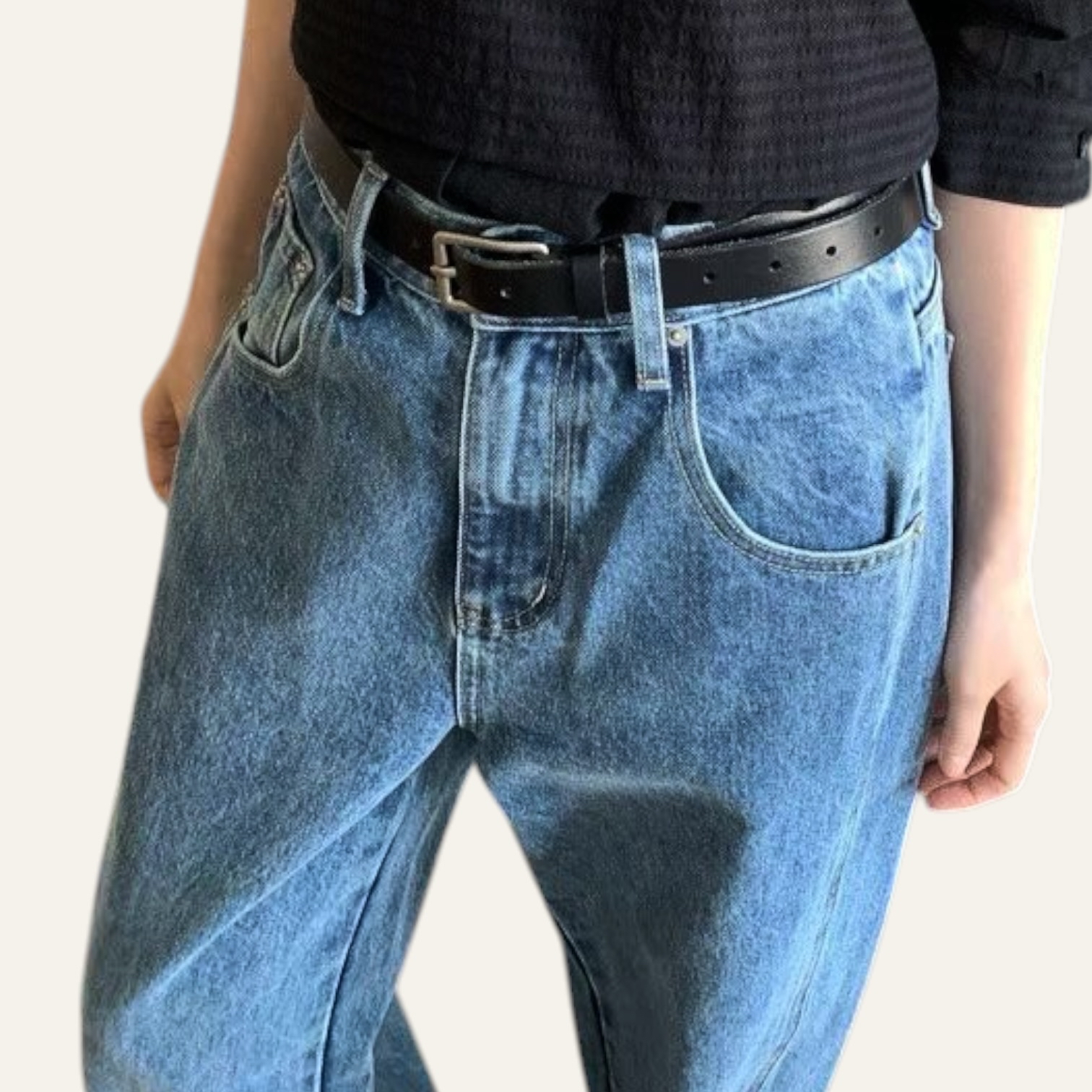 221046 洗水直腳牛仔褲