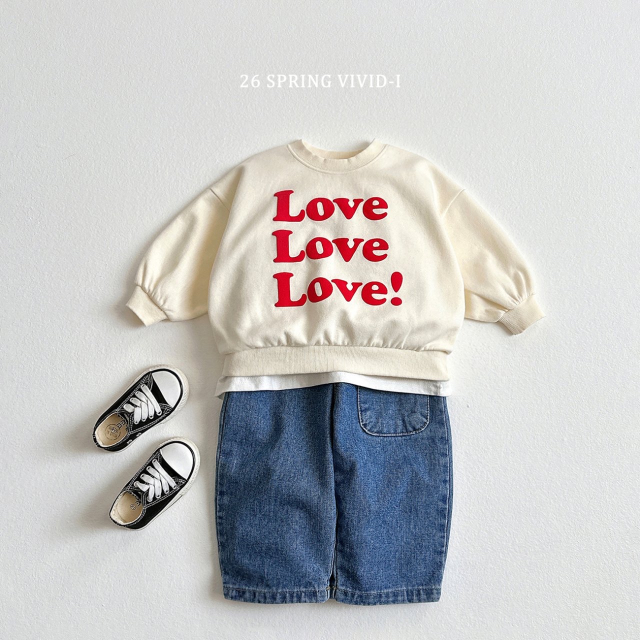 🌸預訂 韓國直送🌸🇰🇷VIVIDI兩色立體Love印花寬鬆衛衣