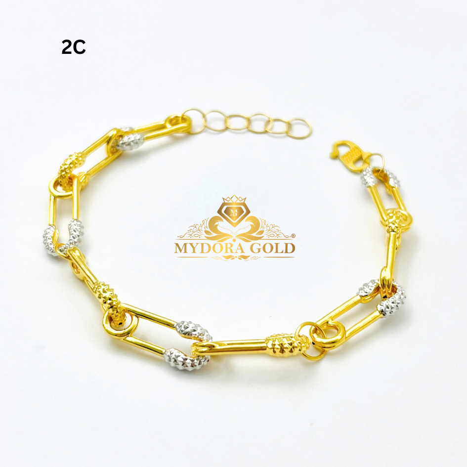 MYDORA Rantai Tangan Fesyen Safety Pin Link l EMAS 916/22K
