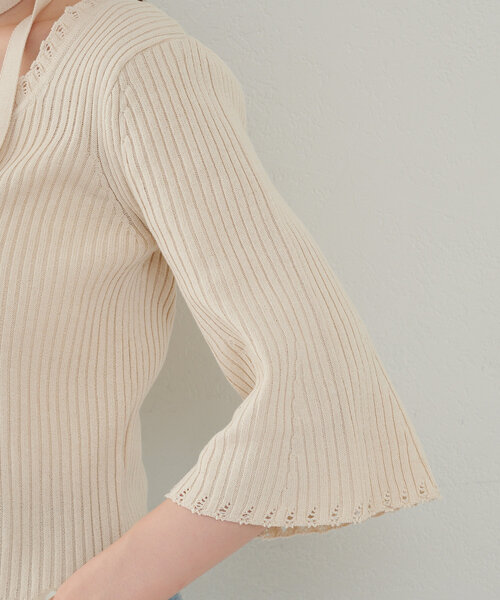 喇叭中袖lace邊頸帶小外套