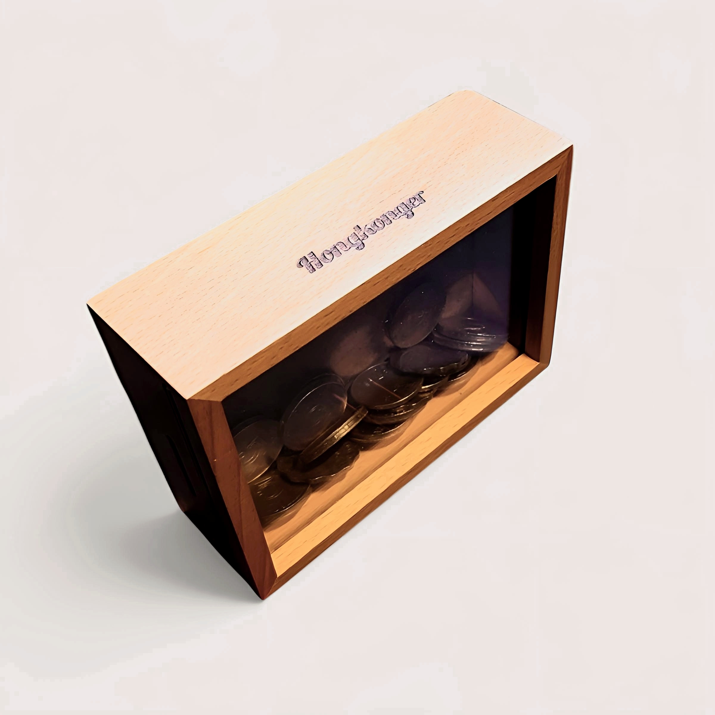 【專屬刻字】HONGKONGER 原木透視儲錢箱