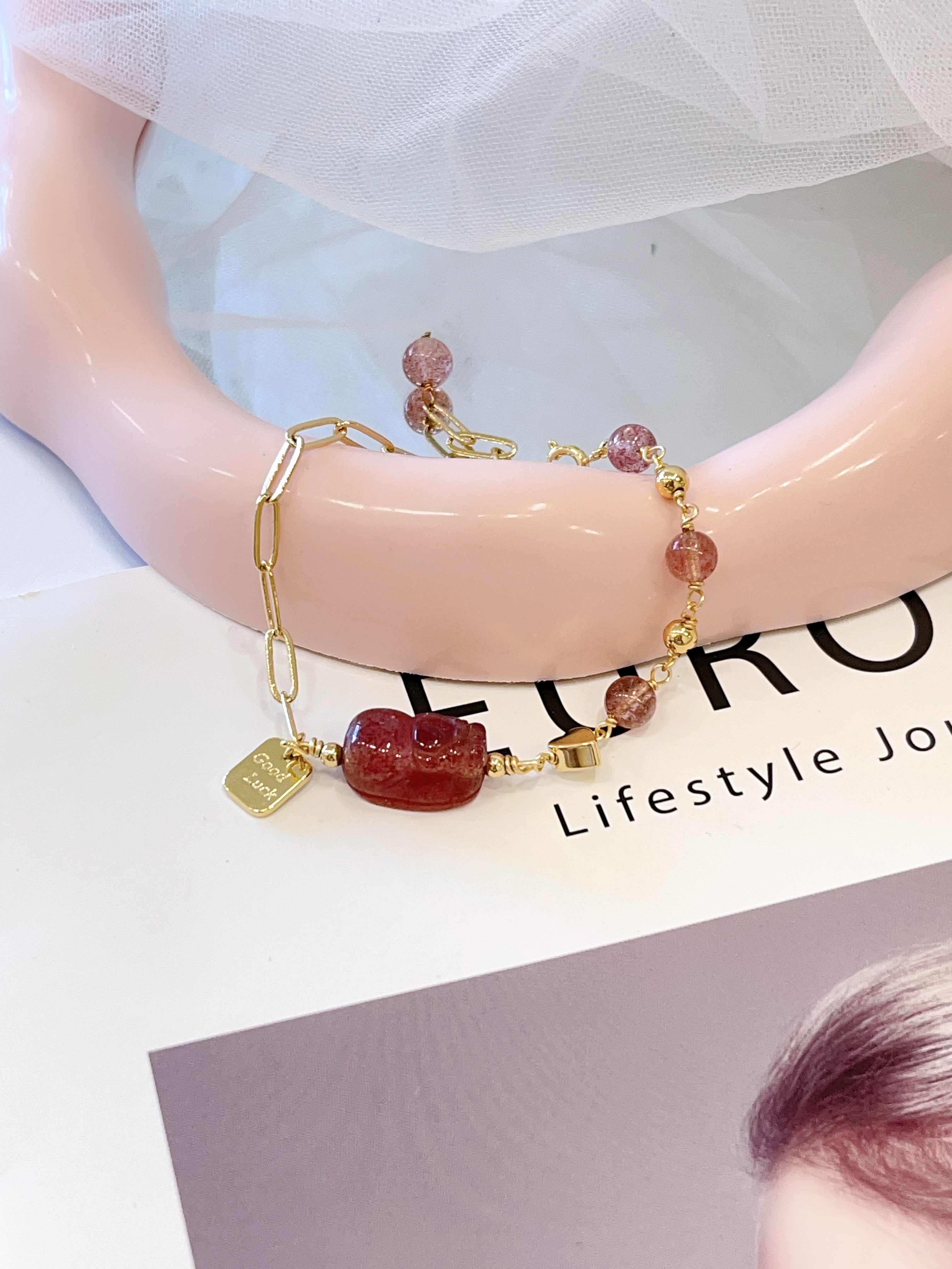 🍓 草莓晶 × 草莓晶貔貅手串 Strawberry Quartz & Strawberry Quartz Pixiu