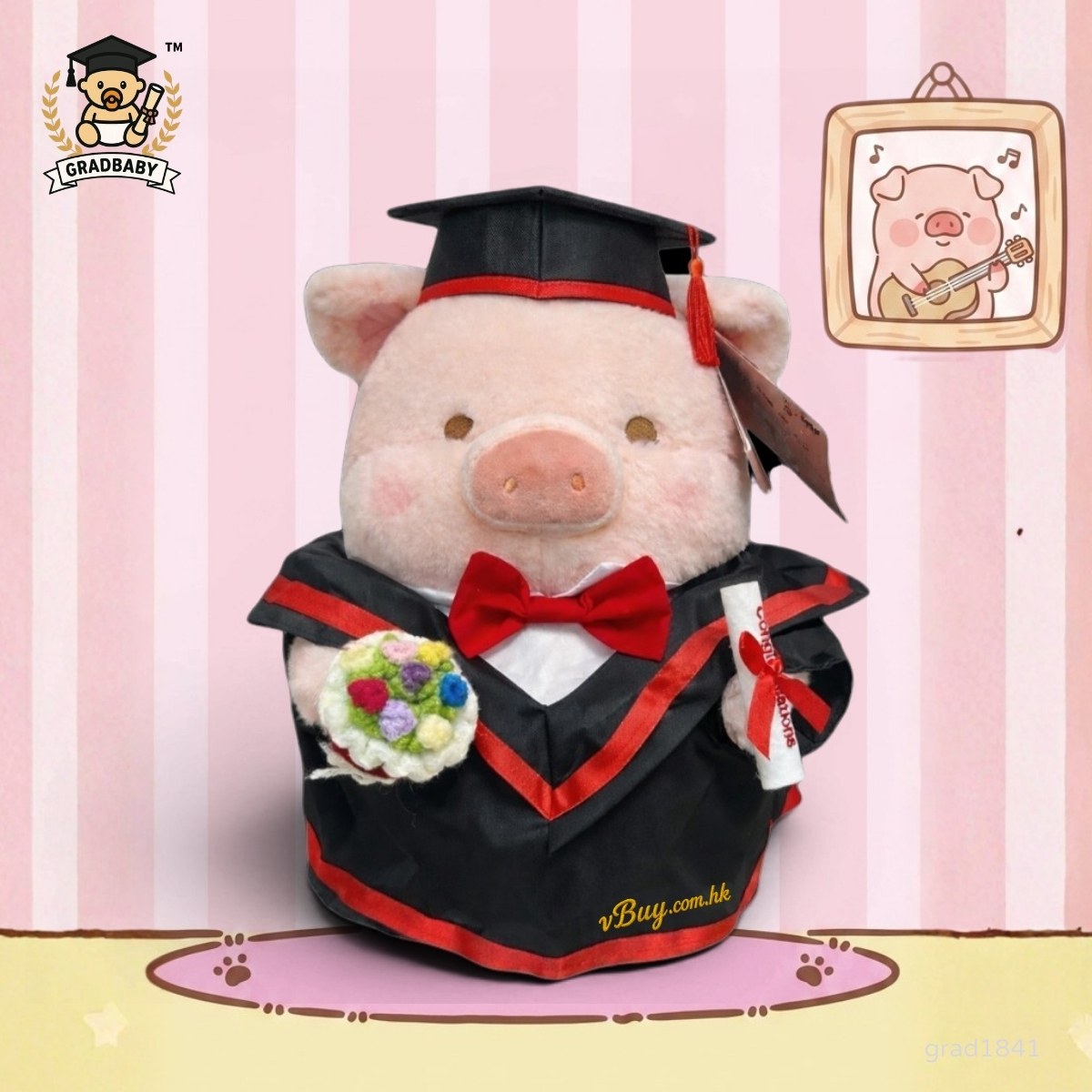 Lulu豬畢業公仔 Lulu the piggy畢業公仔 香港現貨 可加綉名 Gradbaby