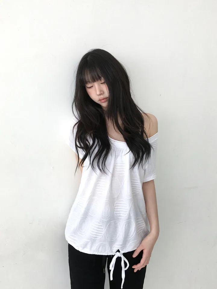 Wide Neck Drawstring Top