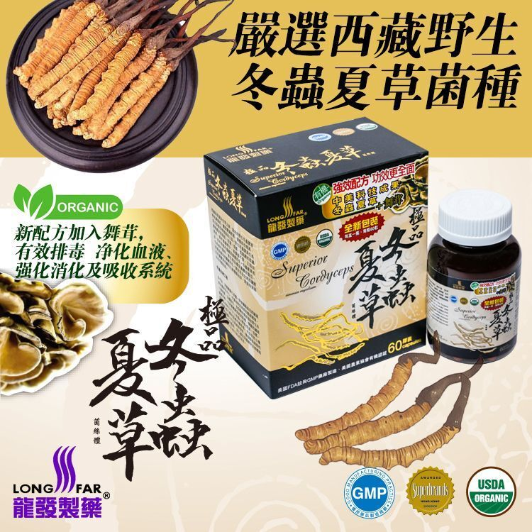 龍發制藥-極品冬蟲夏草 60 粒裝 捱夜疲勞人士必備