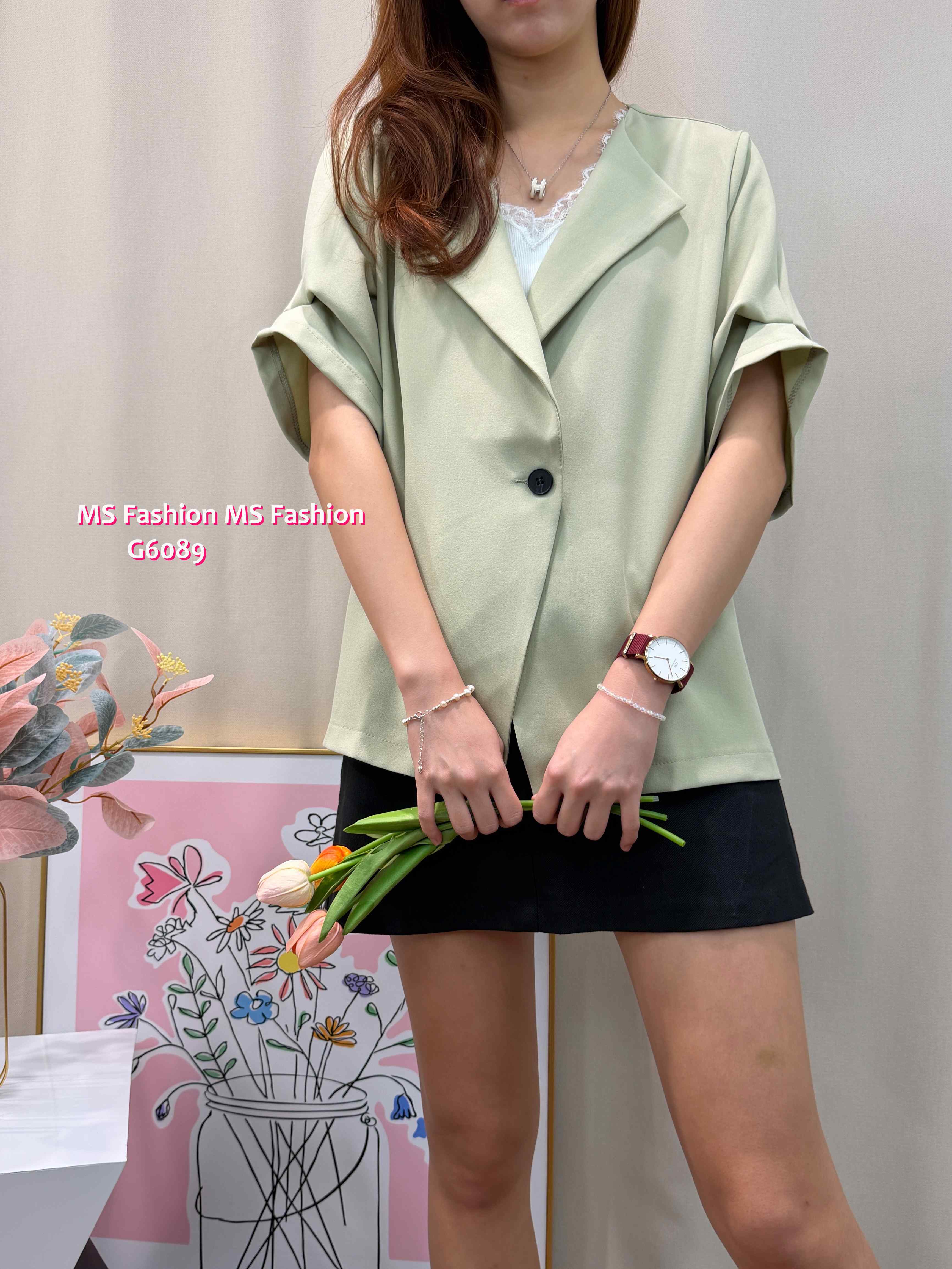 G6189 韓國🇰🇷單鈕短袖薄外套