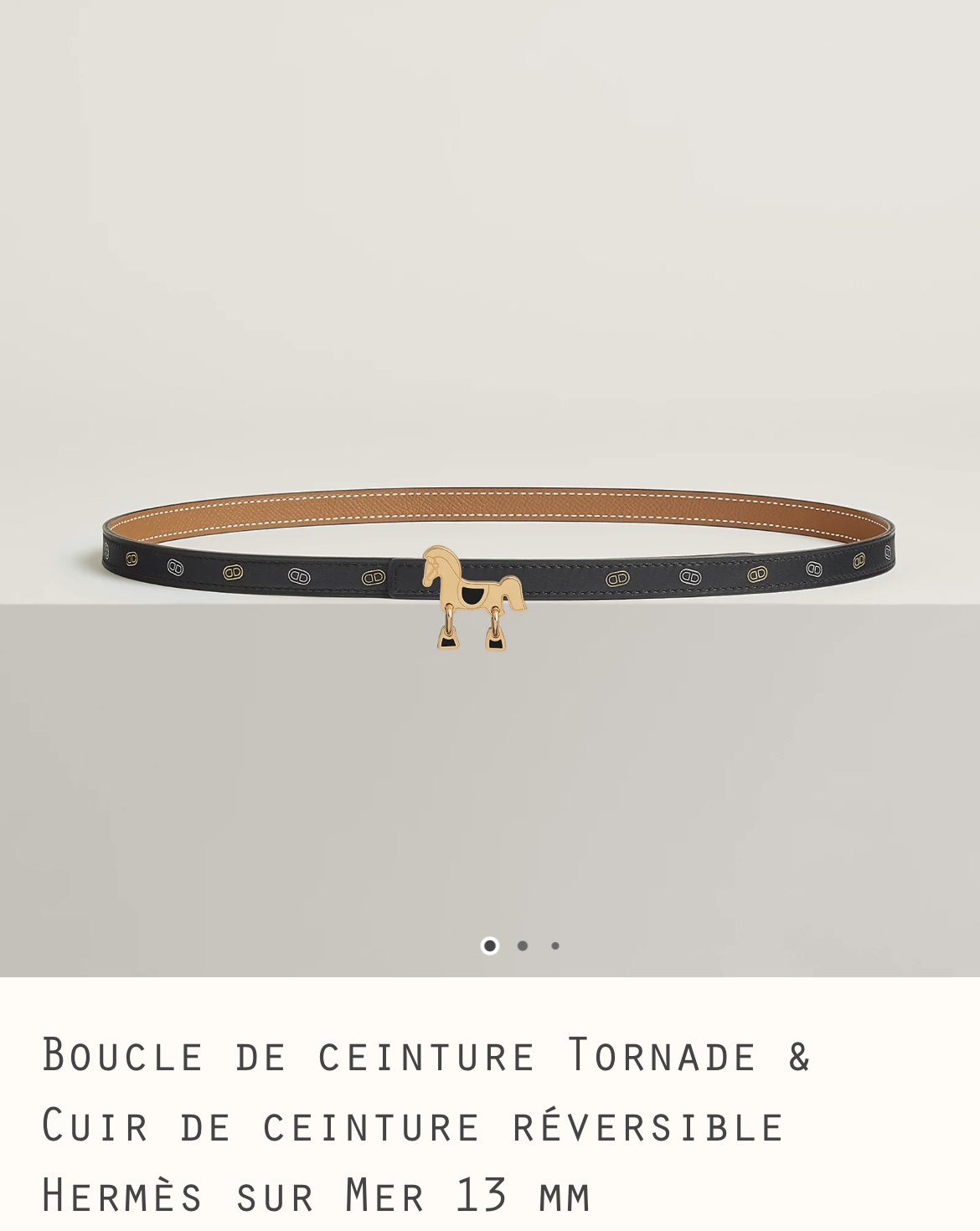 Hermes 全新🆕 13 mm雙面皮帶 + 黑色馬仔可郁腳仔 Tornade 圖案組成皮帶鍍金扣