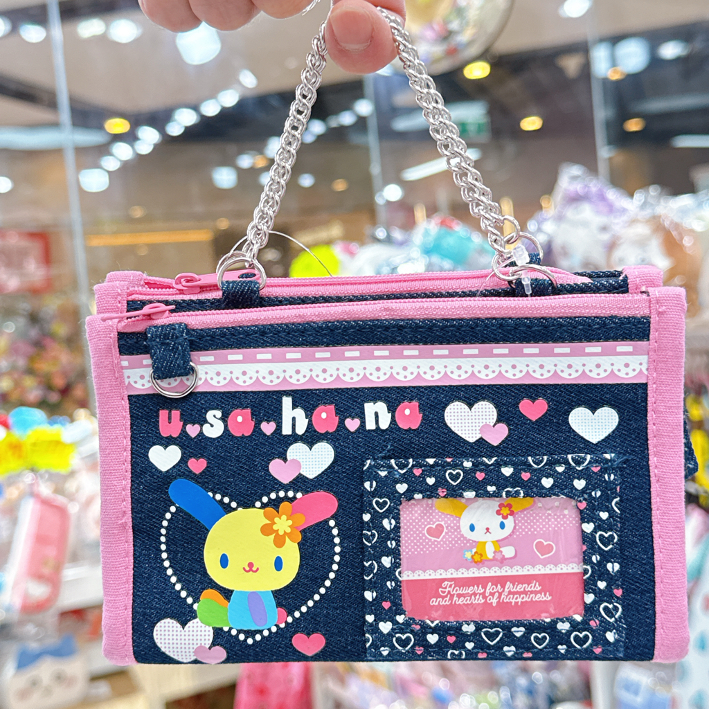 日本版Sanrio牛仔布手提化妝袋 內附有小鏡