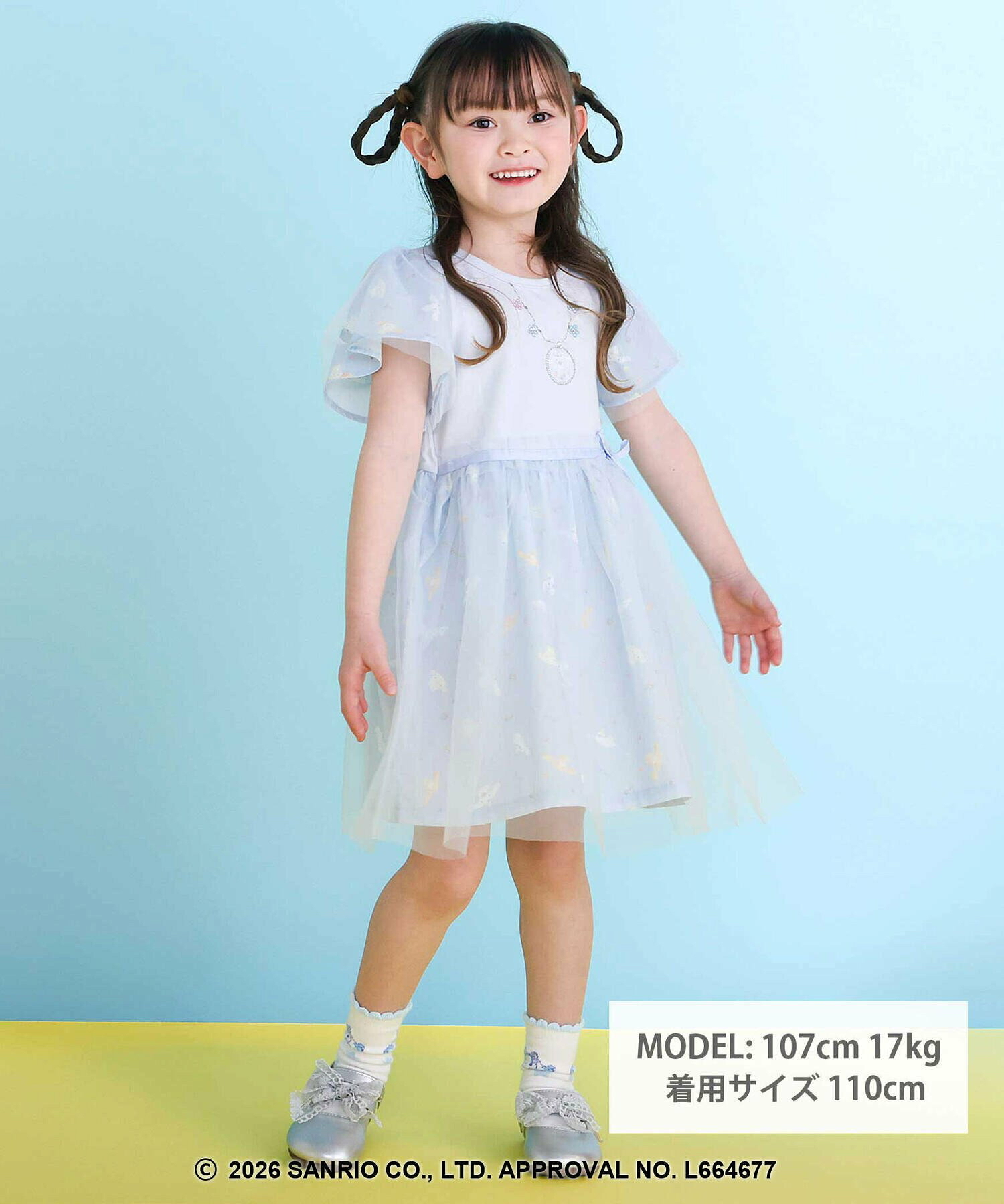 🇯🇵預訂 日本直送🇯🇵Slap Slip x Sanrio系列兩色人物印花頸鏈刺繡薄紗短袖連身裙