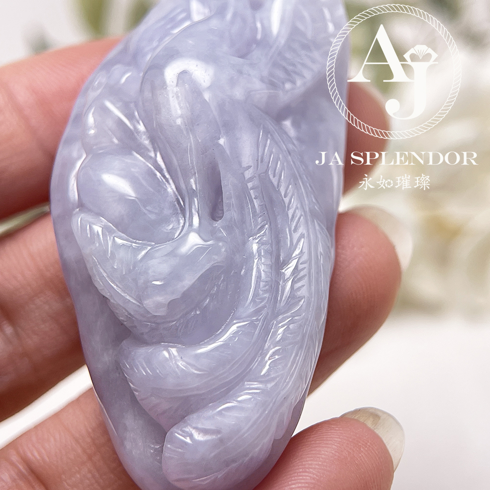 JN-762 天然翡翠A玉 冰潤紫羅蘭鳳凰吊墜