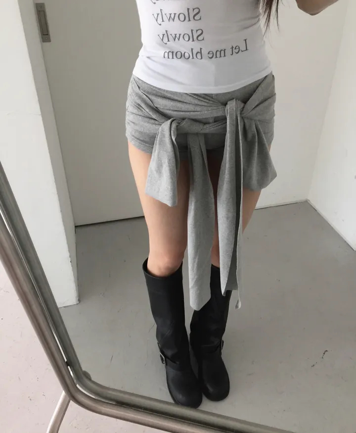 Layered Wrap-Front Micro Shorts